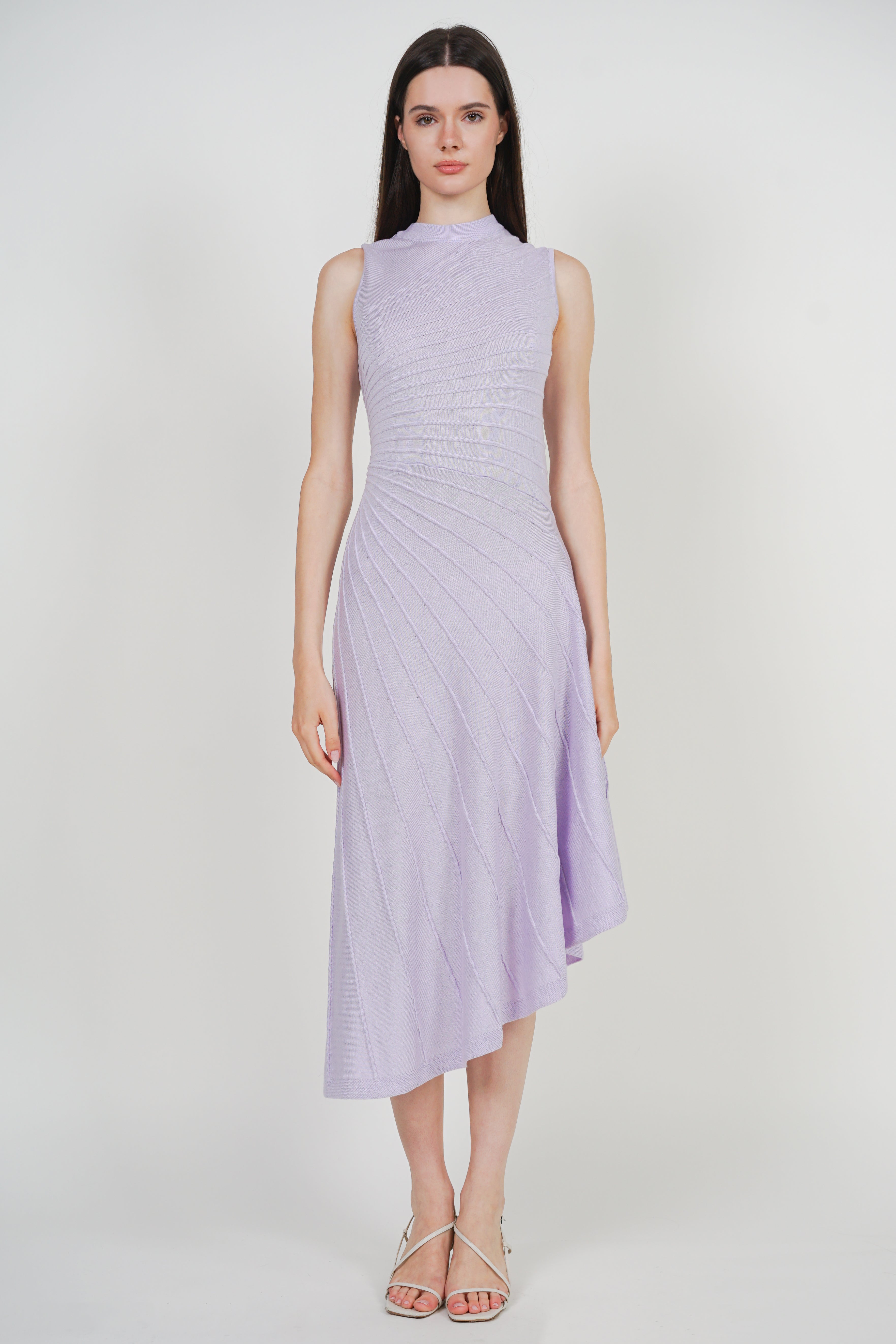 Asymmetrical Knit Dress in Purple