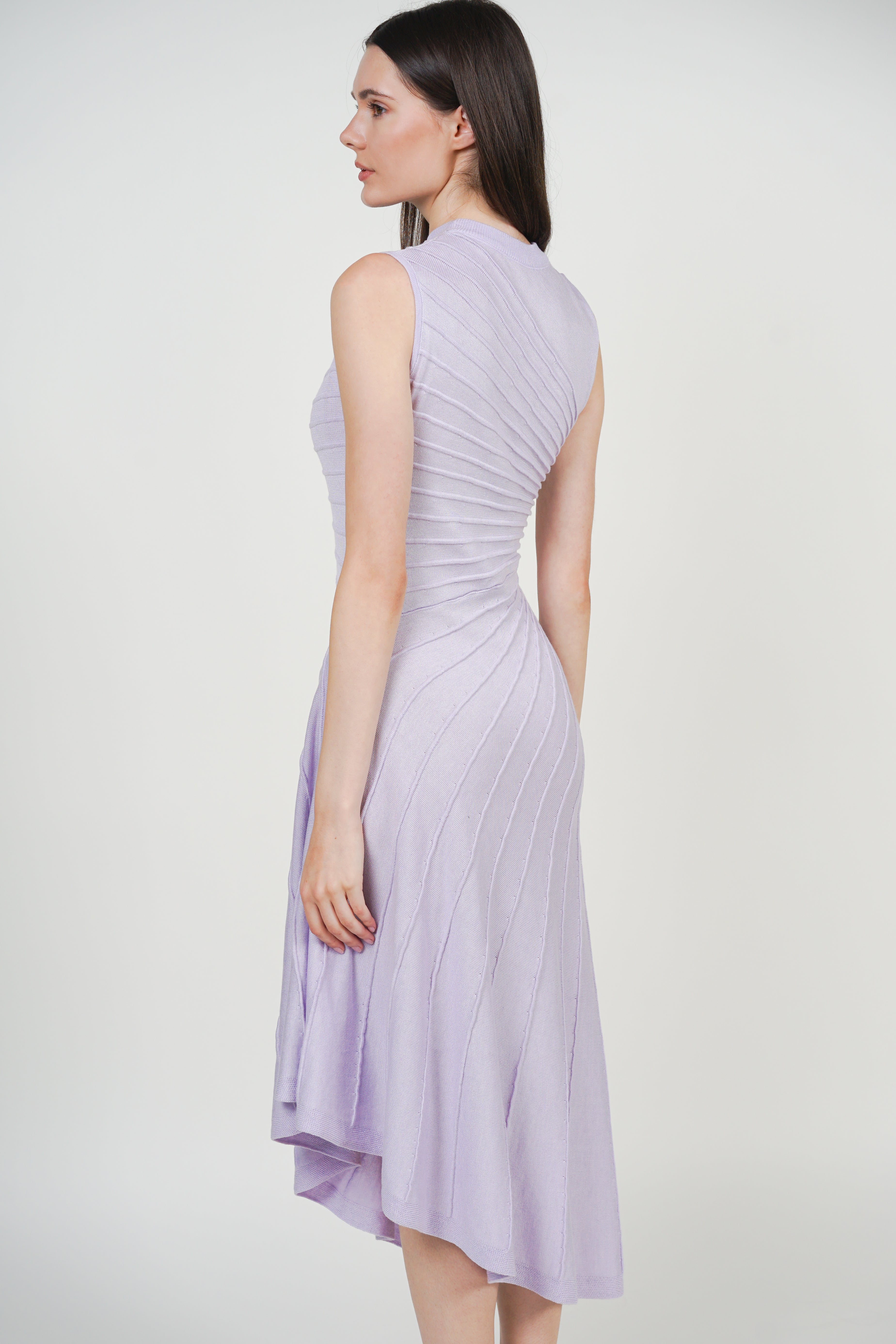 Asymmetrical Knit Dress in Purple