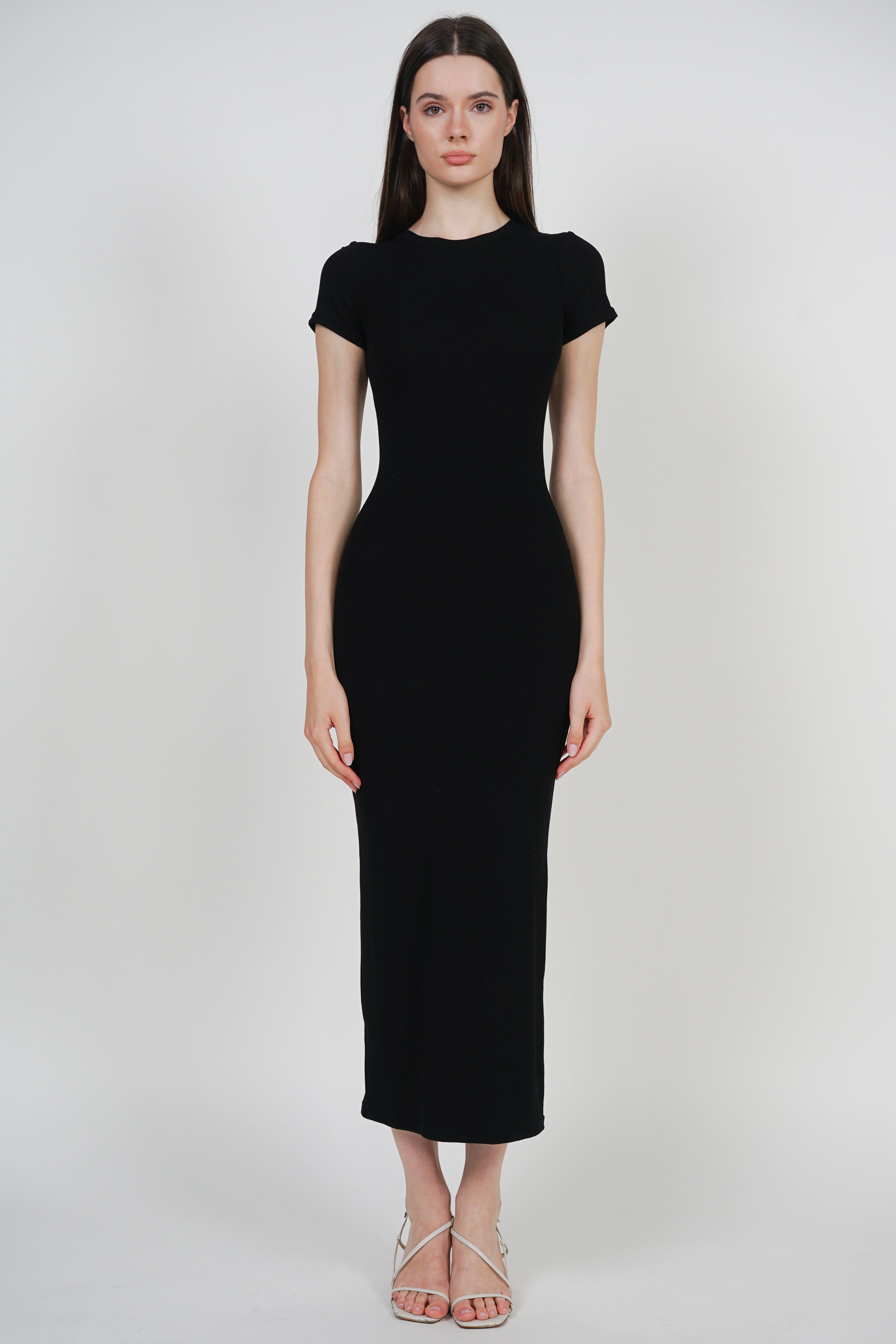 Bodycon Short Sleeve Dress in Black