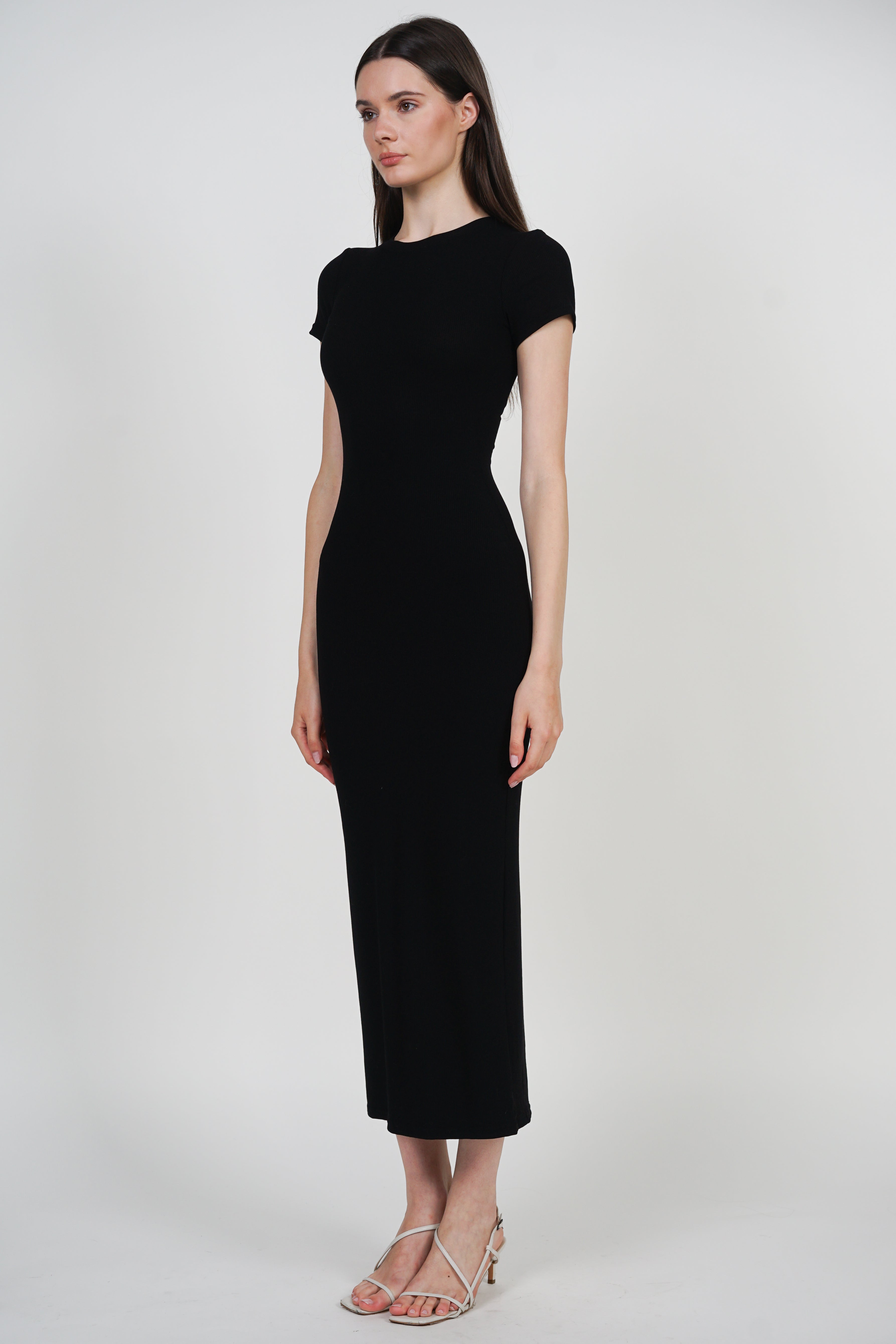 Bodycon Short Sleeve Dress in Black