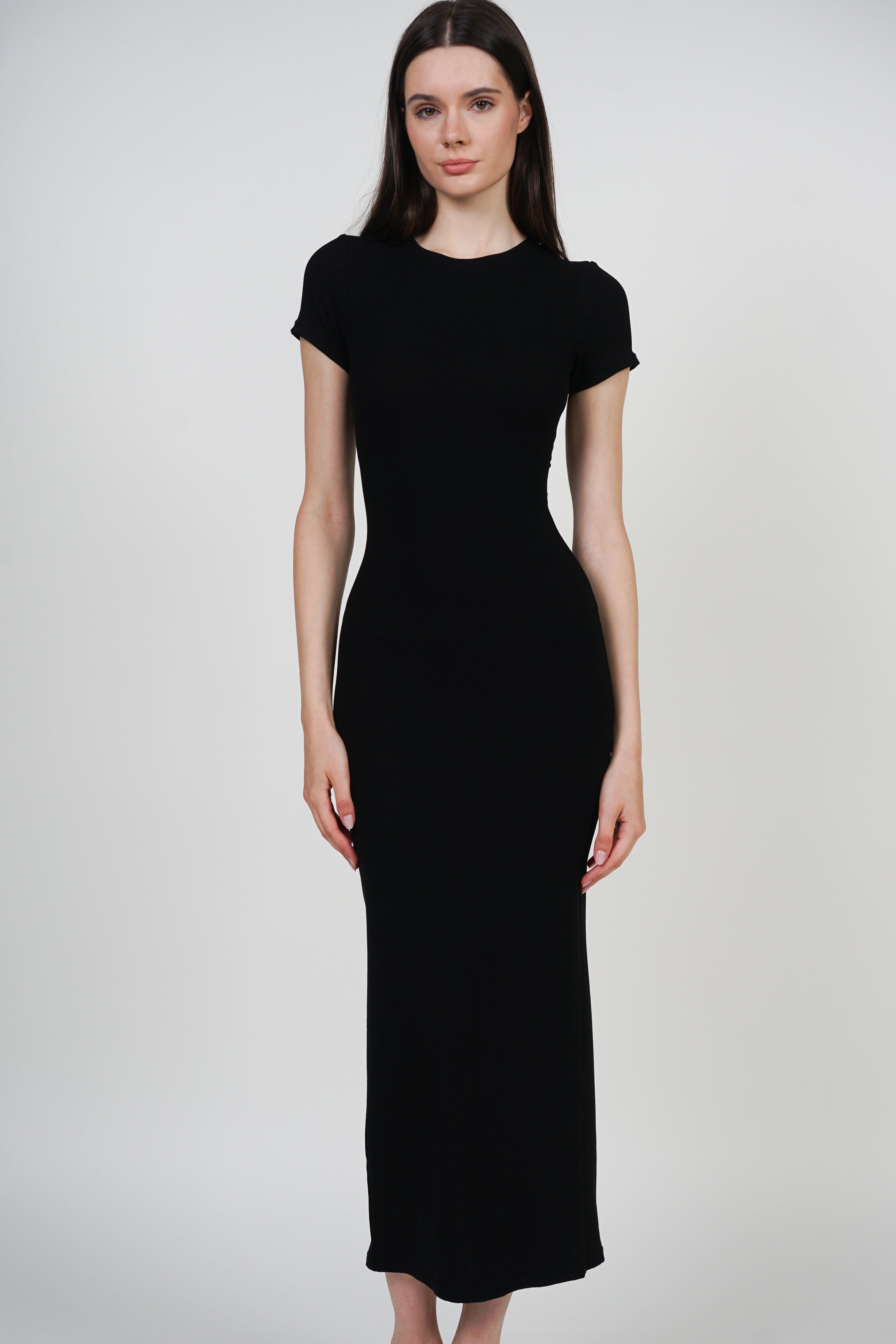 Bodycon Short Sleeve Dress in Black