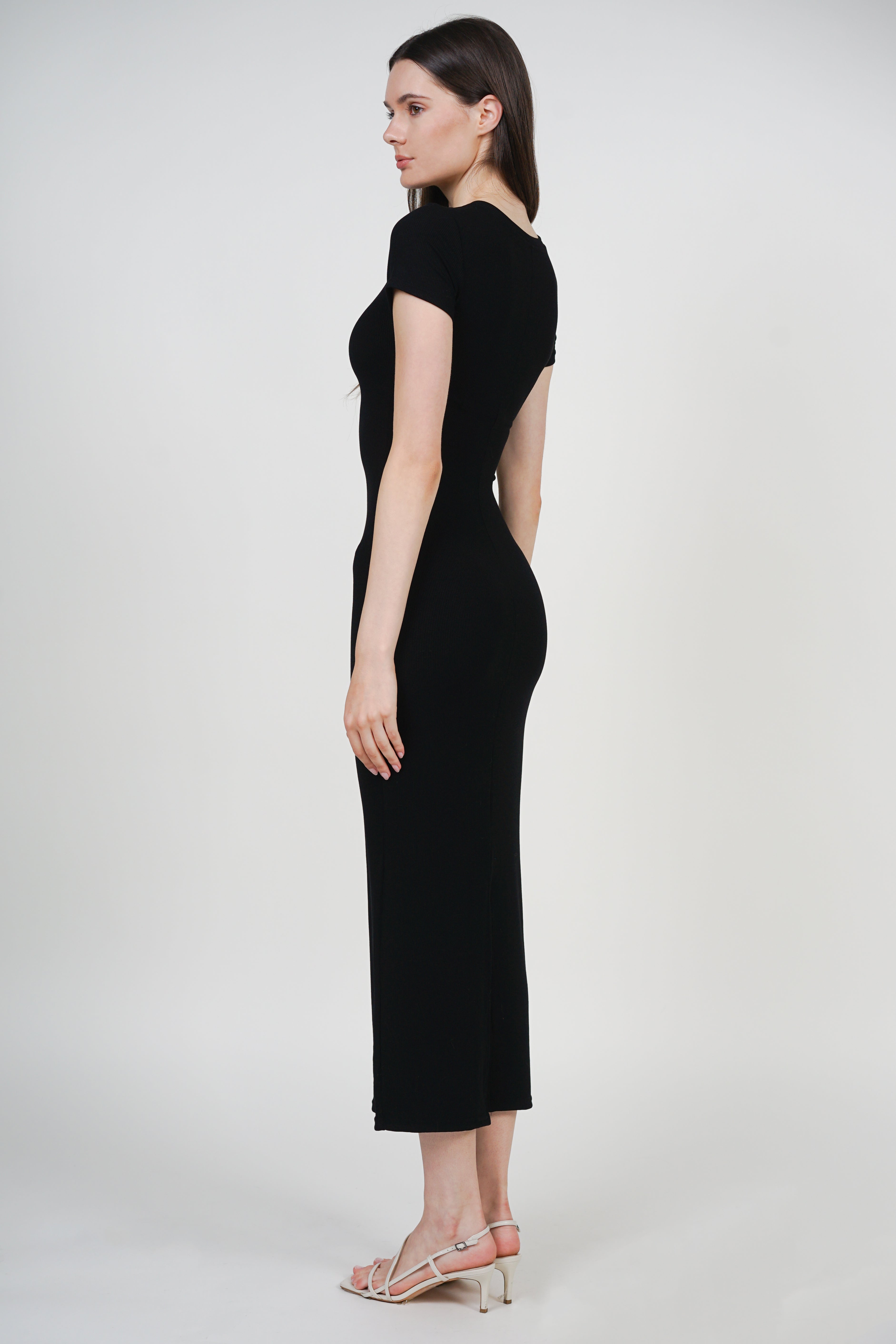 Bodycon Short Sleeve Dress in Black