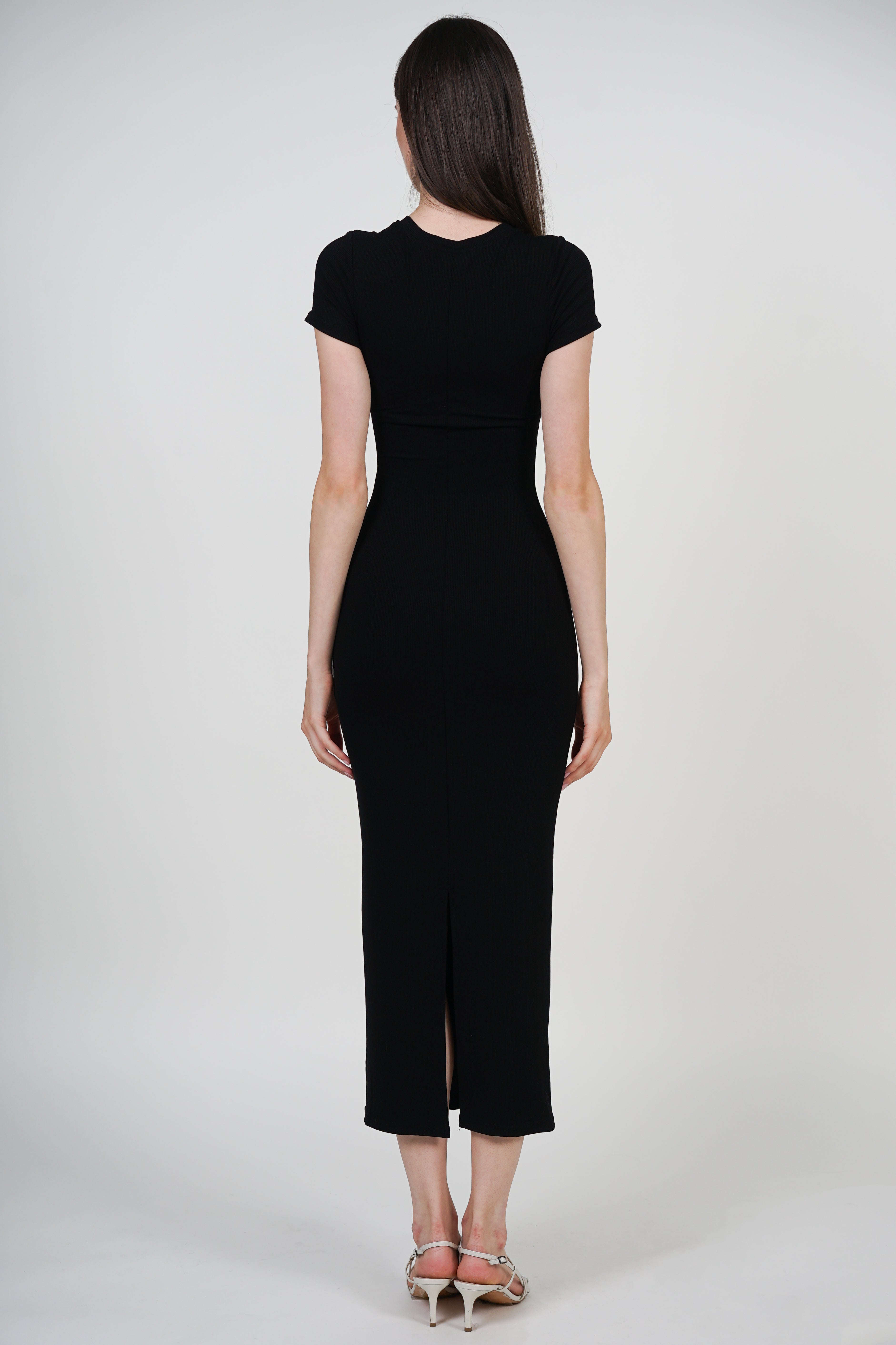 Bodycon Short Sleeve Dress in Black