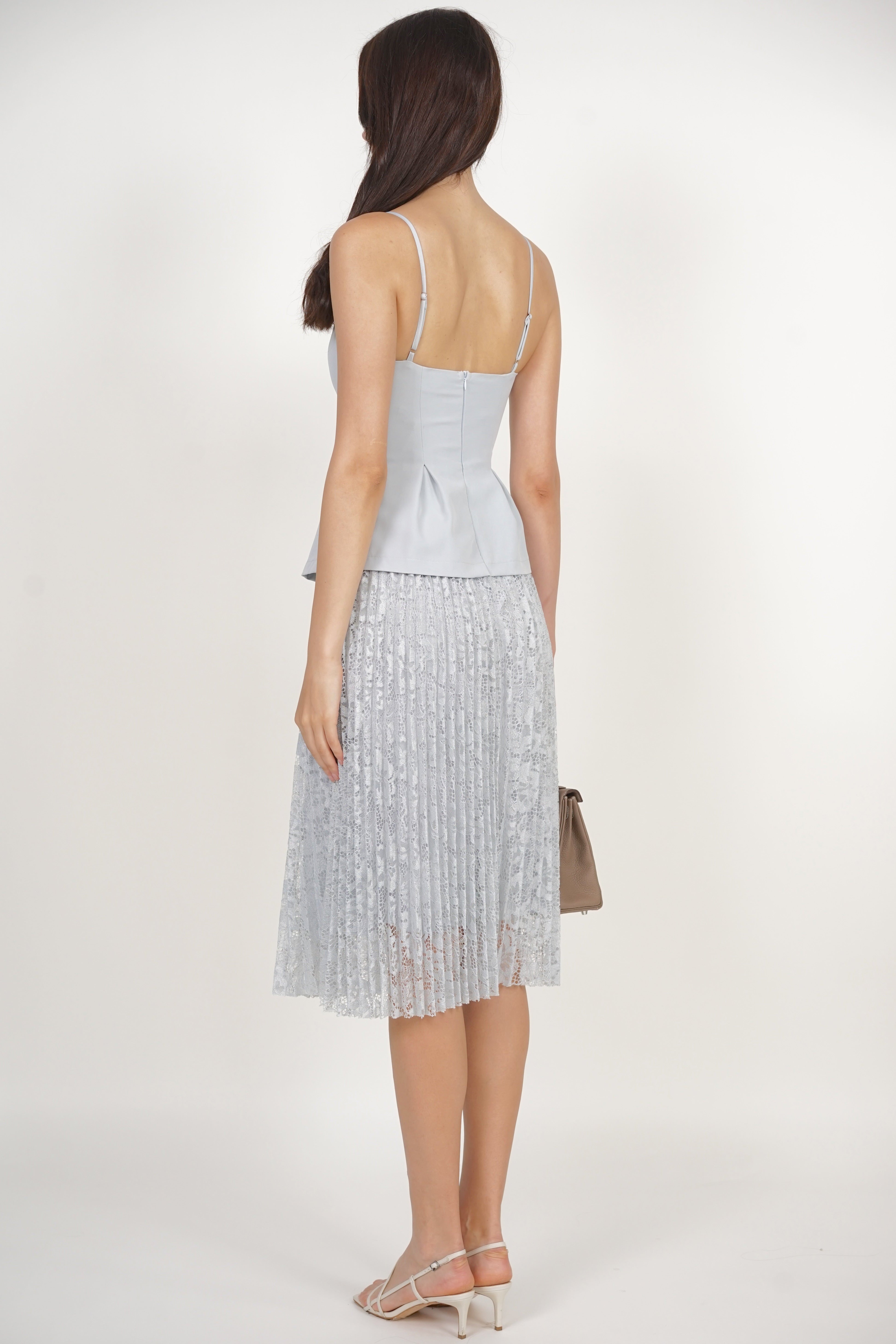 Peplum Pleated Lace Dress in Sage