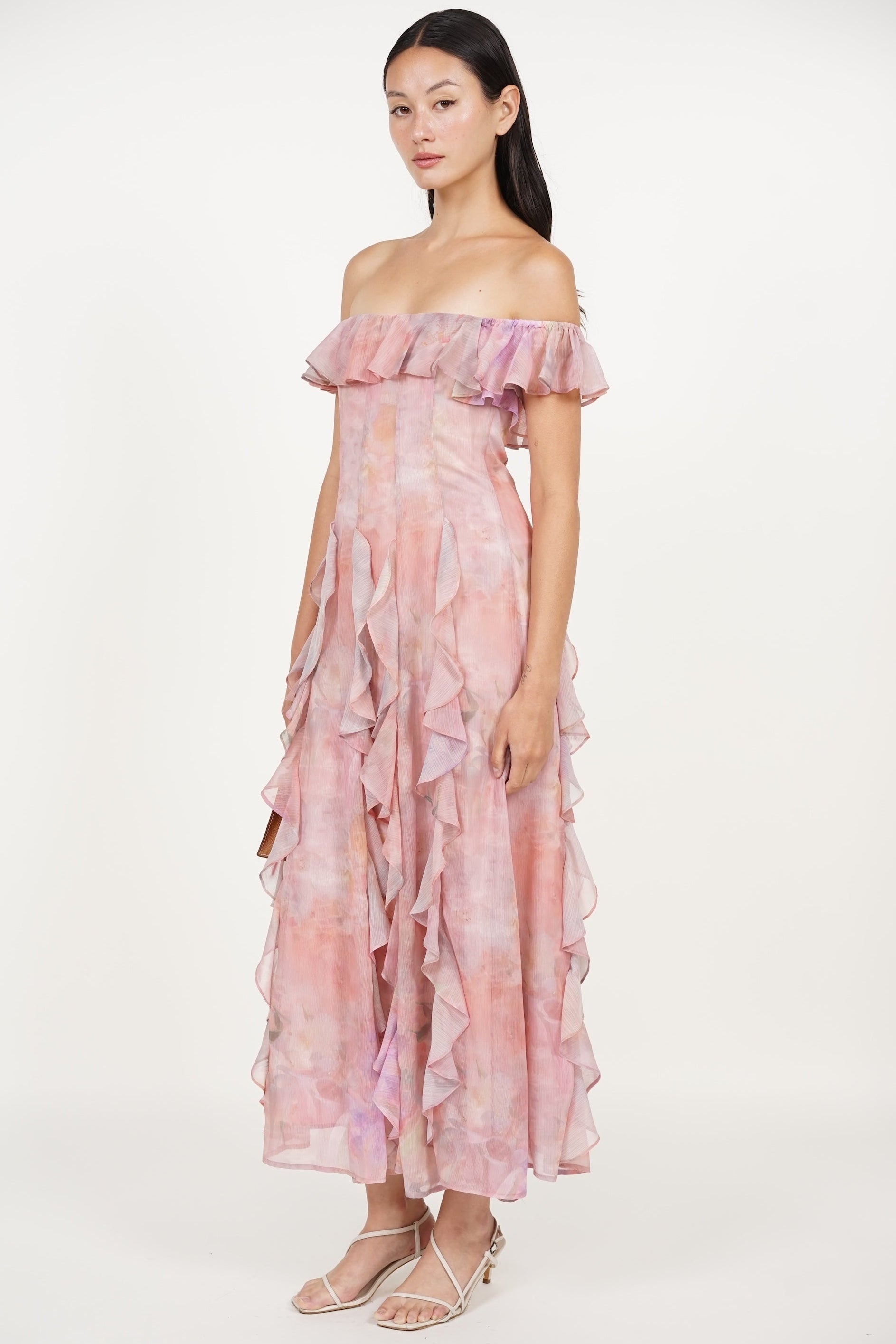 COMING SOON - Off-Shoulder Ruffle Dress in Multi