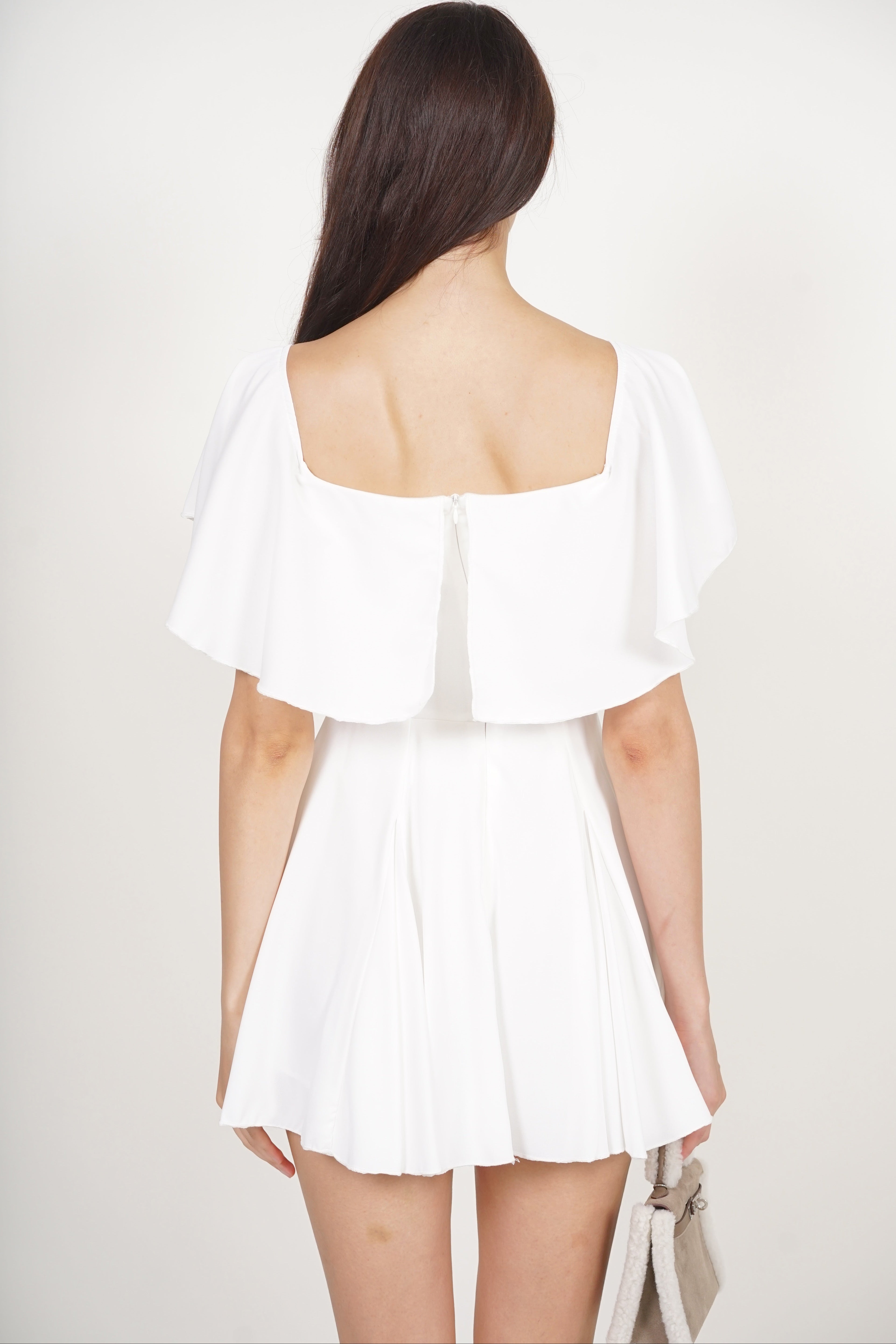 Romper Godet Dress in White