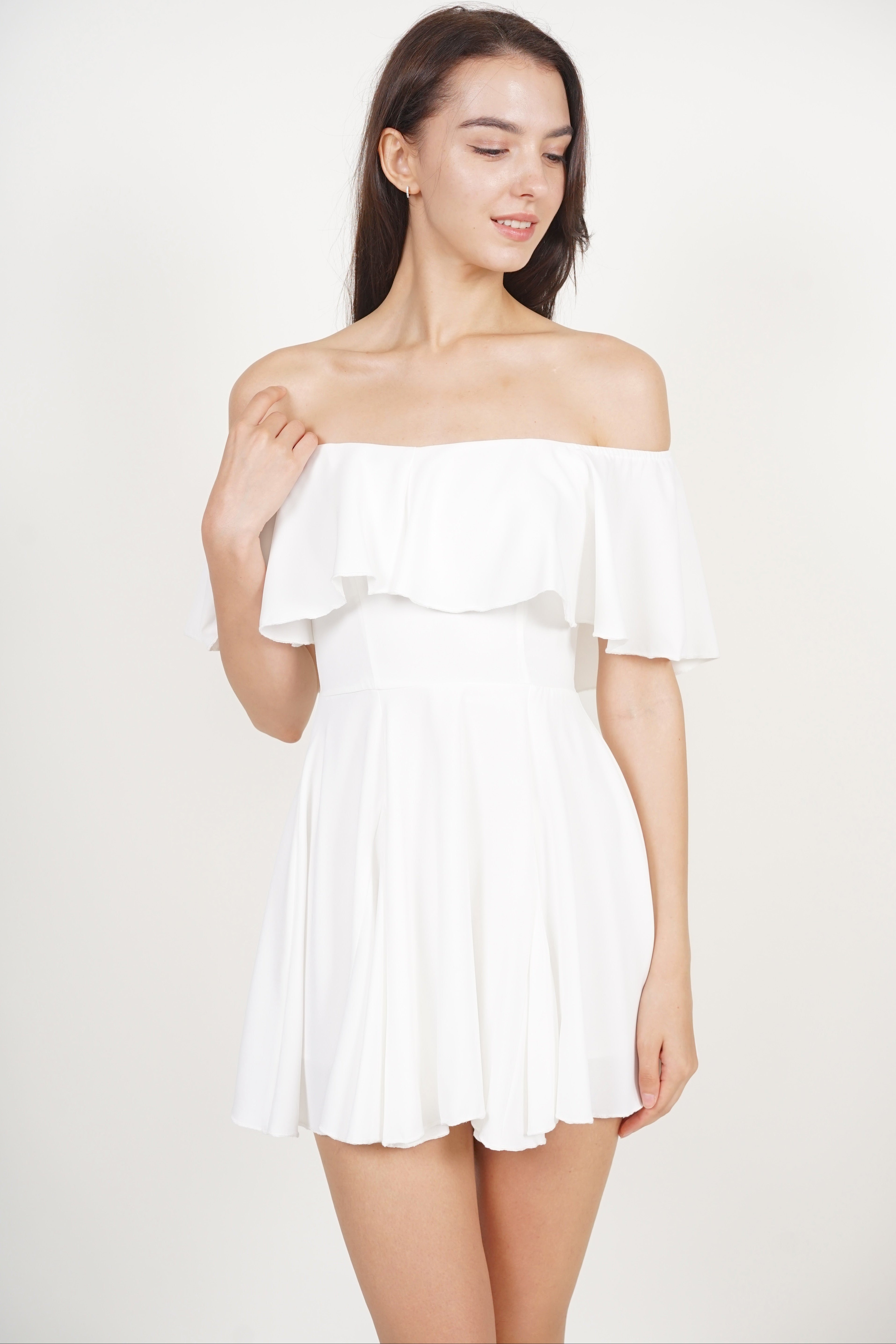 Romper Godet Dress in White