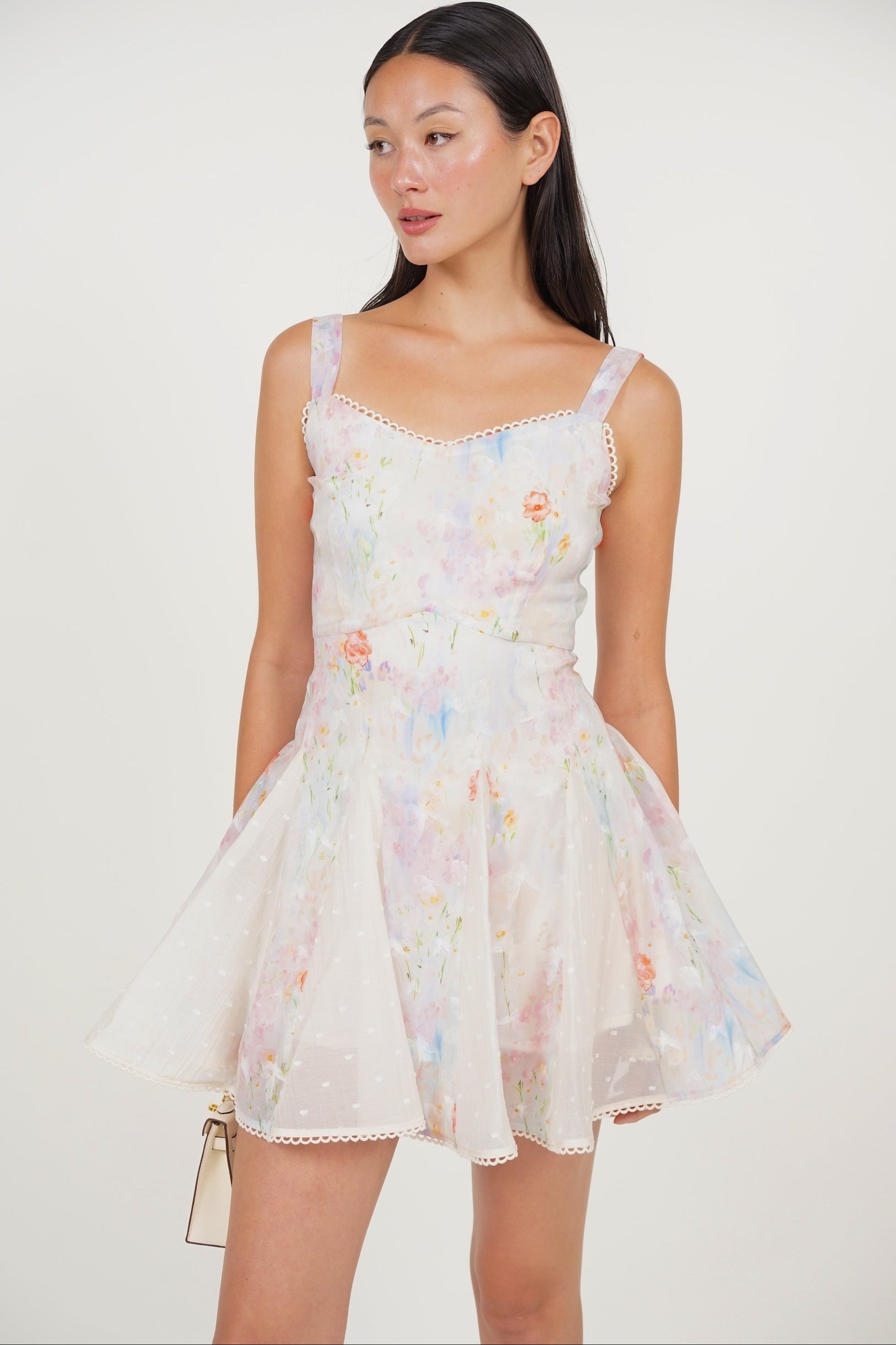 Godet Flare Mini Dress in Multi