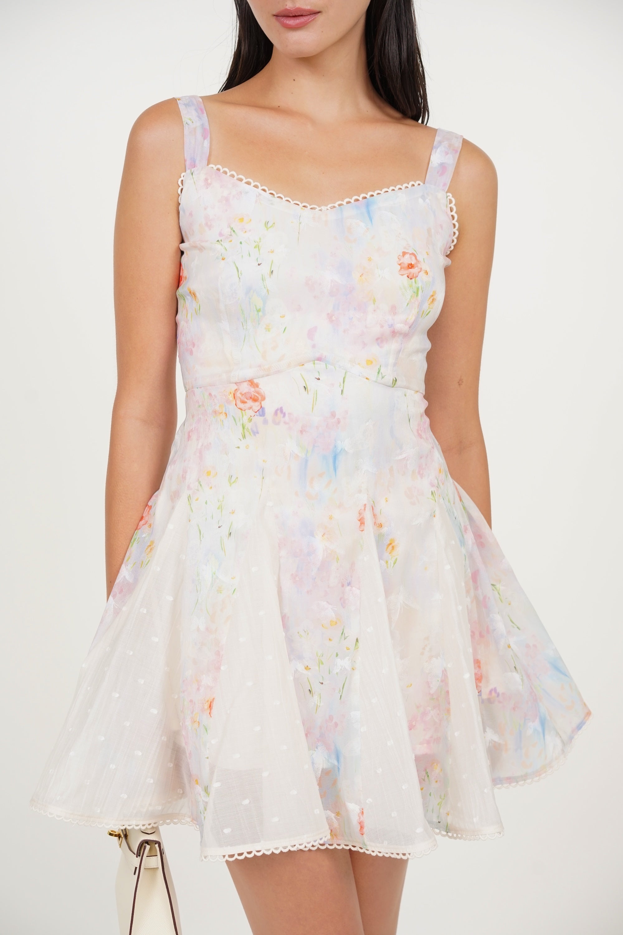 Godet Flare Mini Dress in Multi