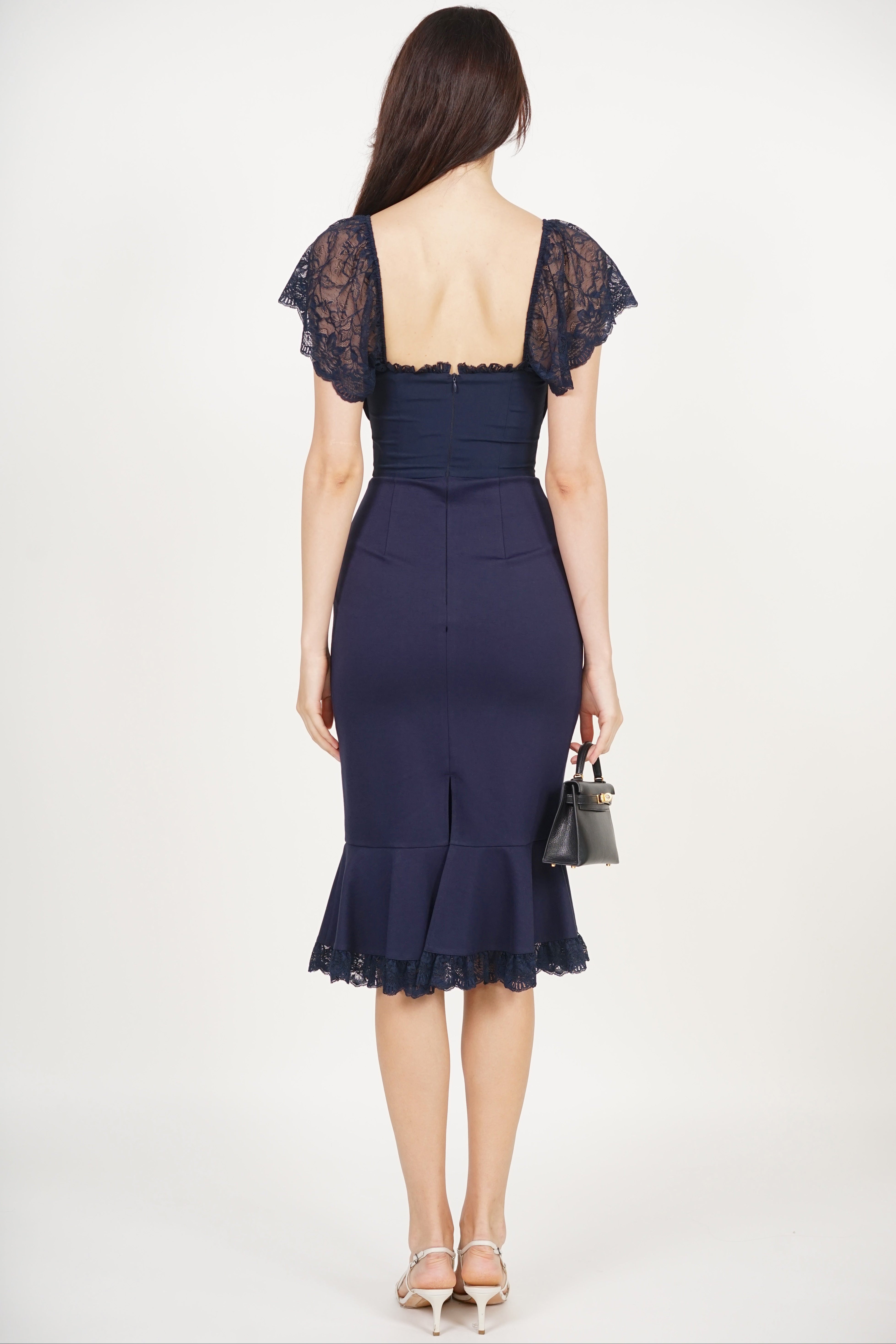 Ruched Mermaid Midi Dress in Midnight Ruched Mermaid Midi Dress in Midnight