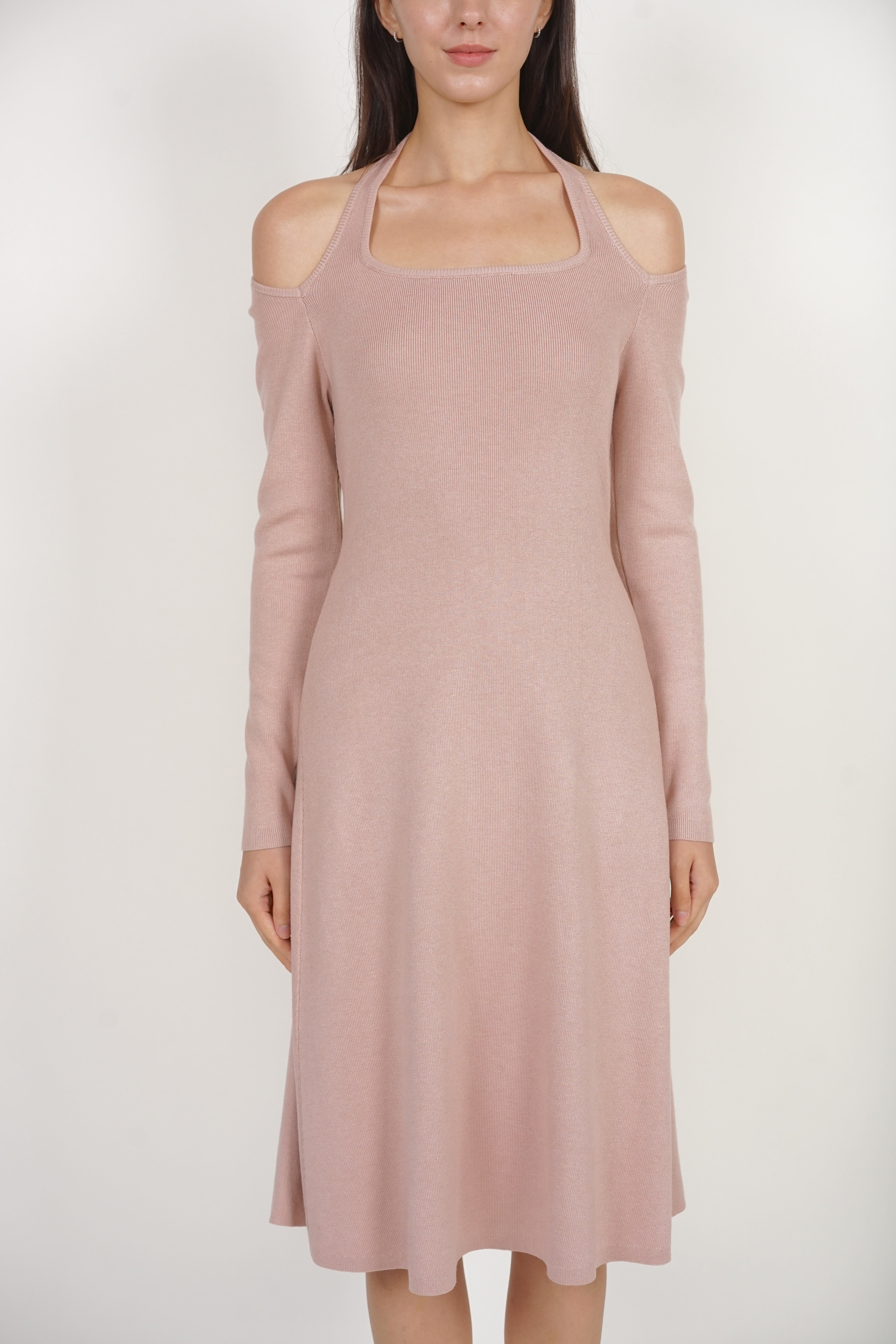 Long Sleeve Knit Dress in Nude Pink
