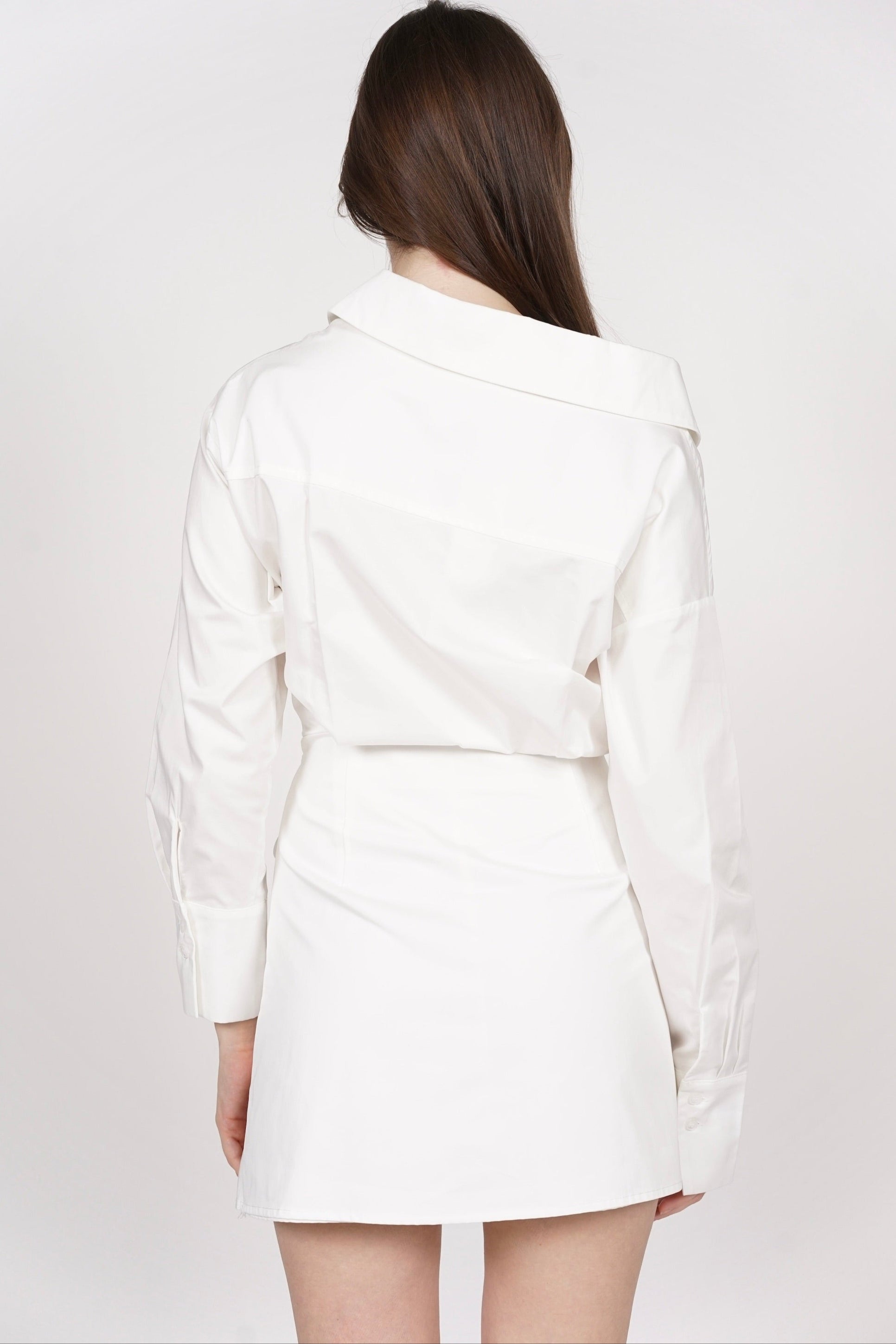 Collar Mini Wrap Dress in White