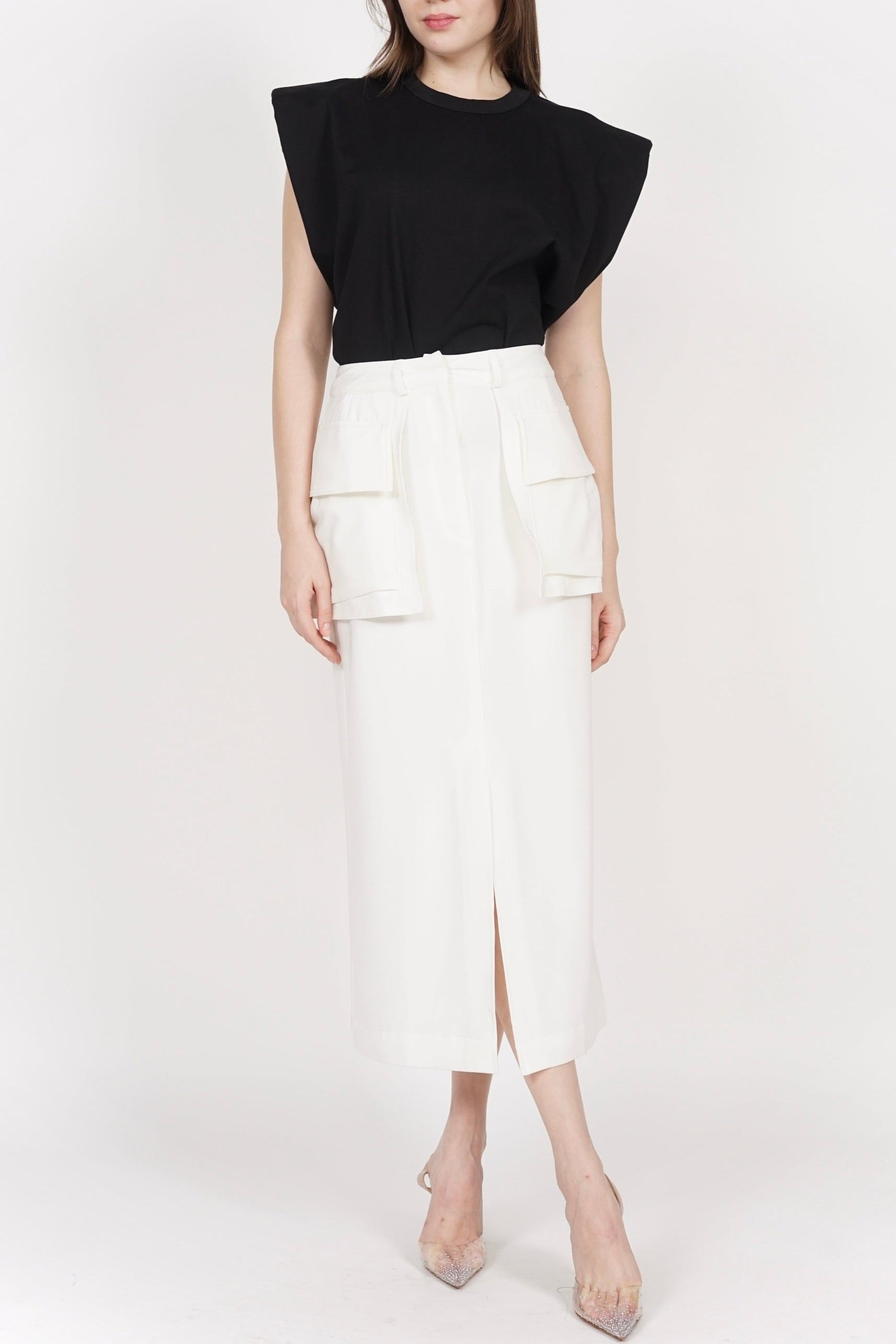 Cargo Pocket Skirt in White