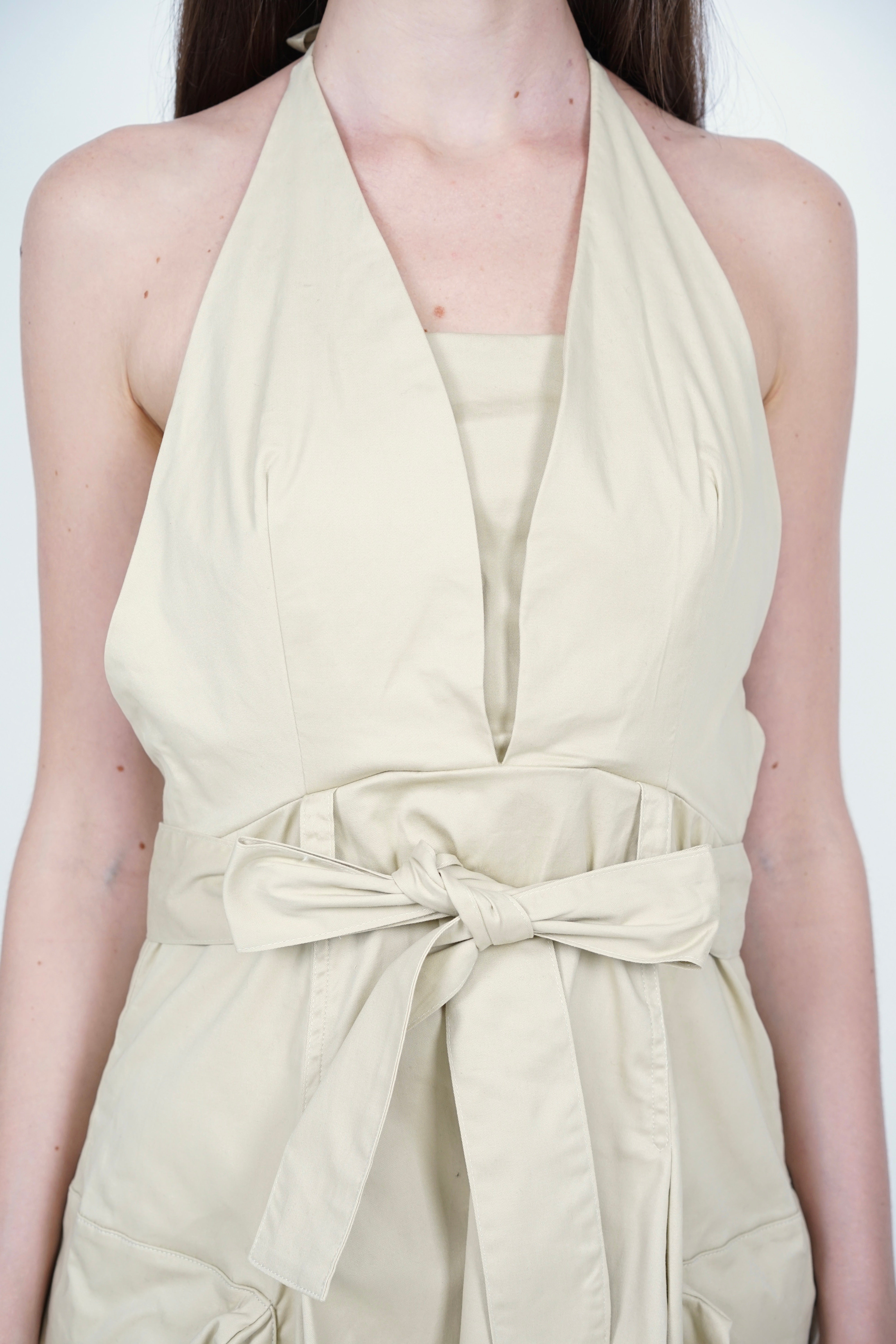Cargo Halter Dress in Apricot