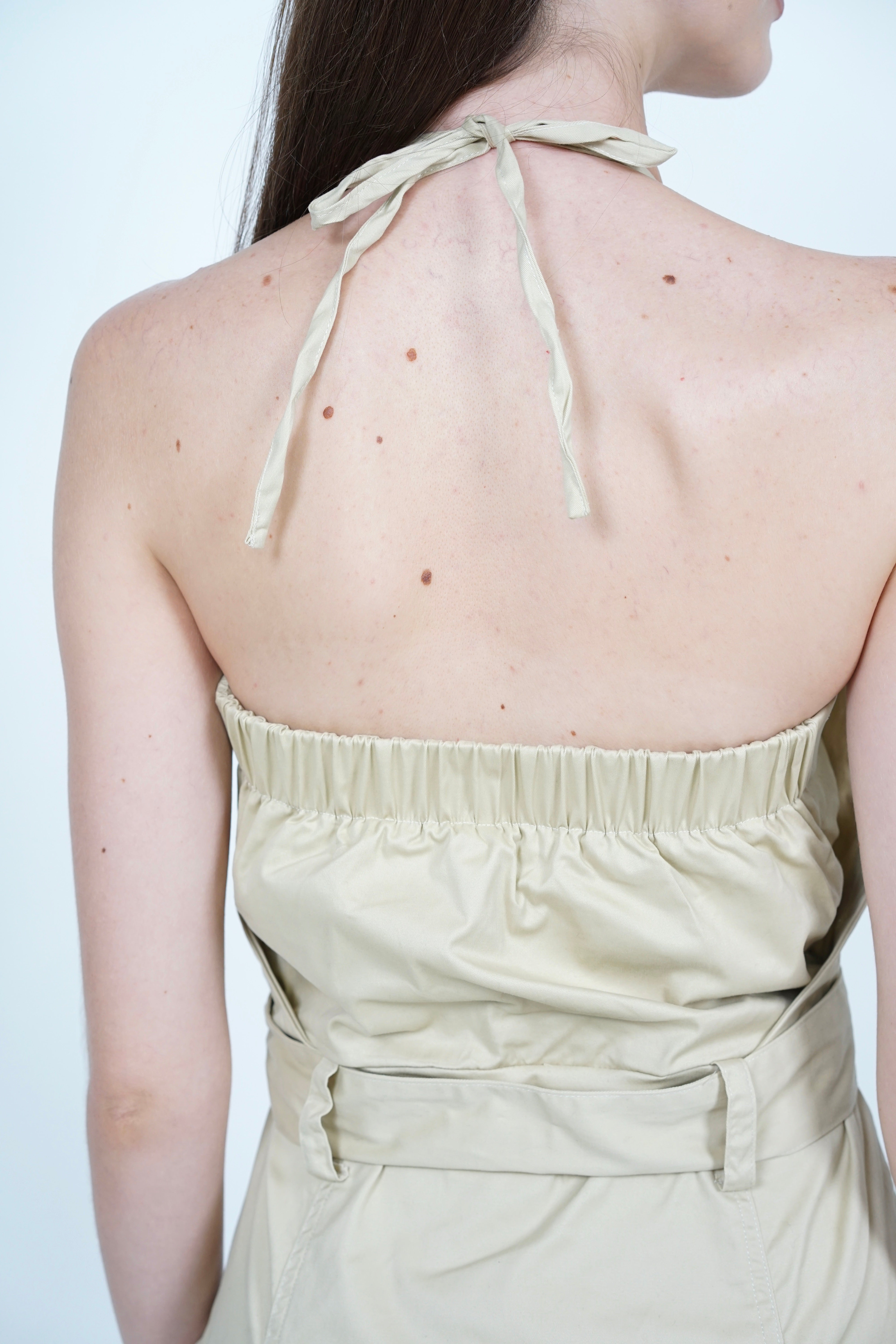 Cargo Halter Dress in Apricot