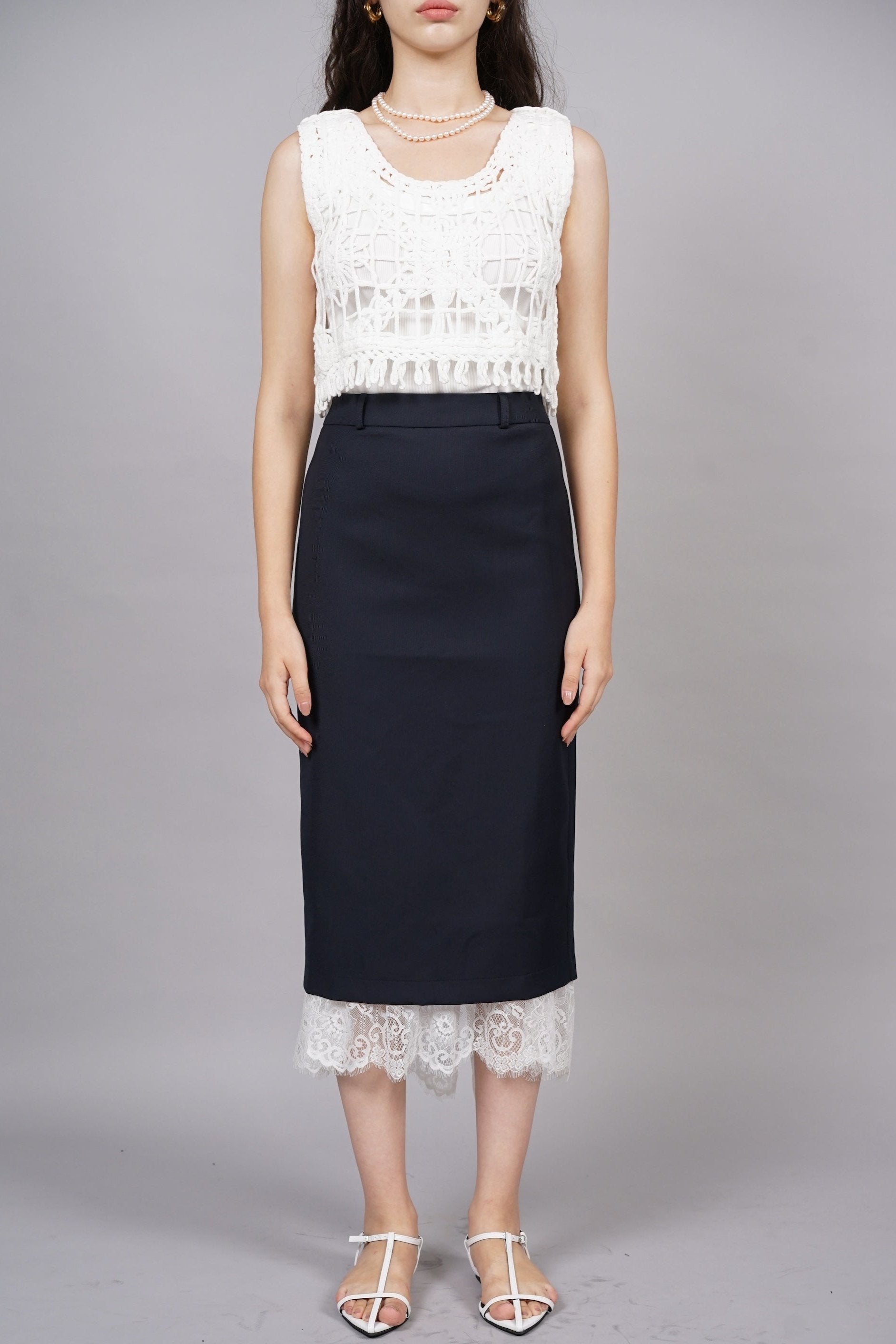Dreamy Lace Skirt in Navy