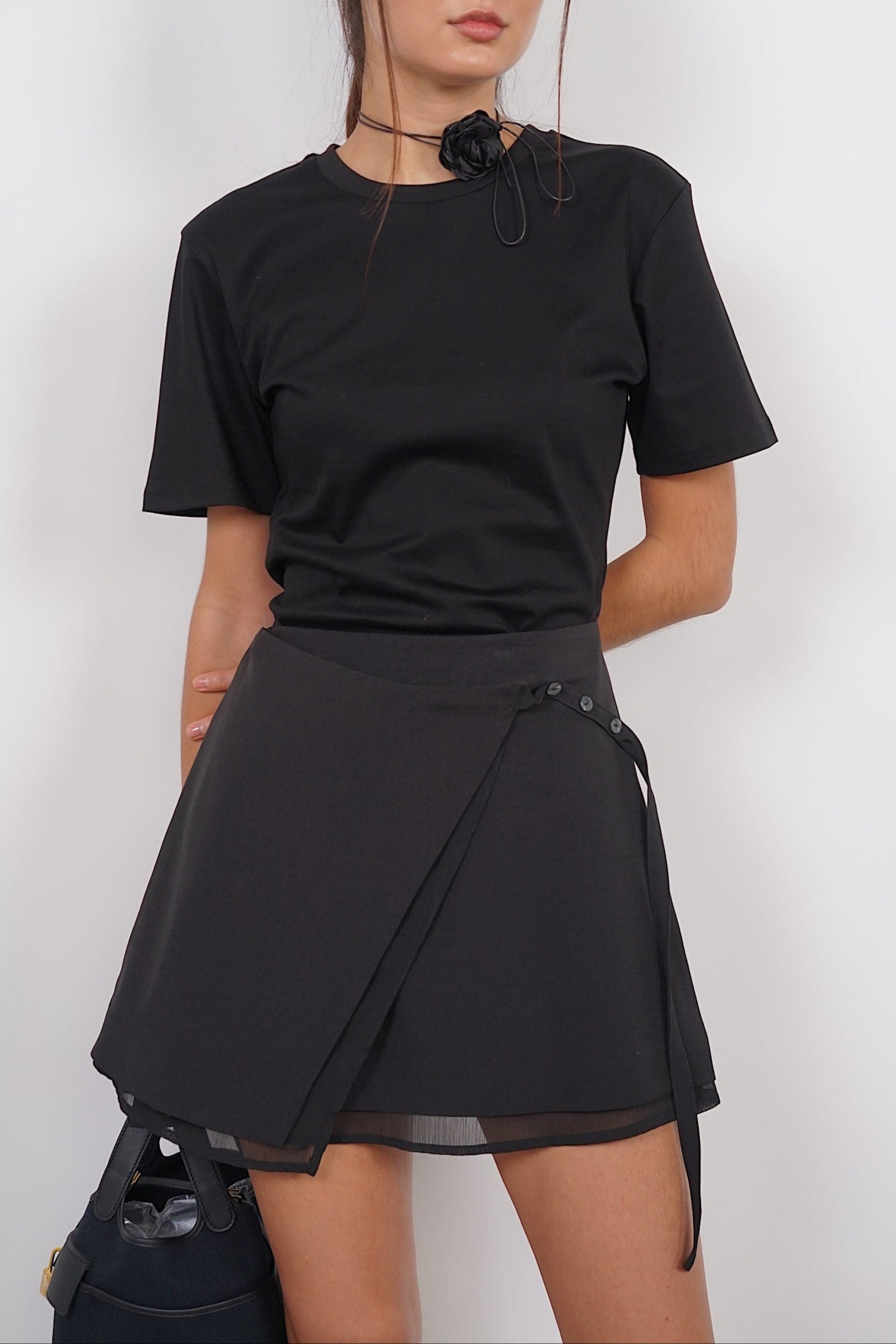 Asymmetrical Wrap Skirt in Black