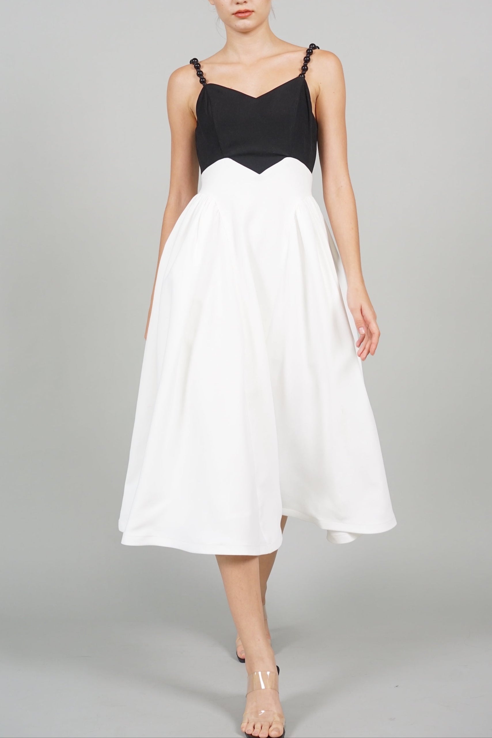Avery Cami Midi Dress in Black White