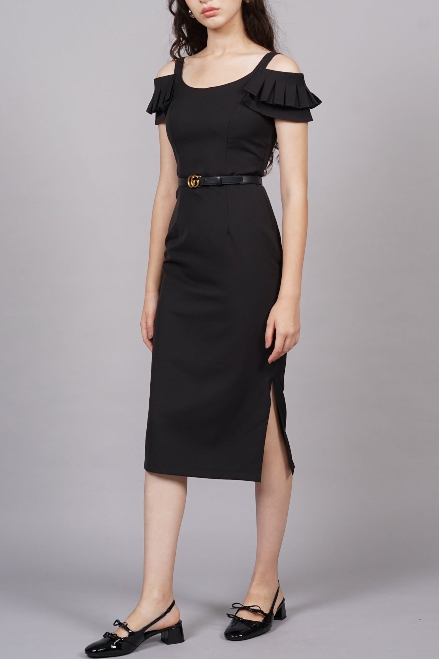 Noelle Midi Dress in Black