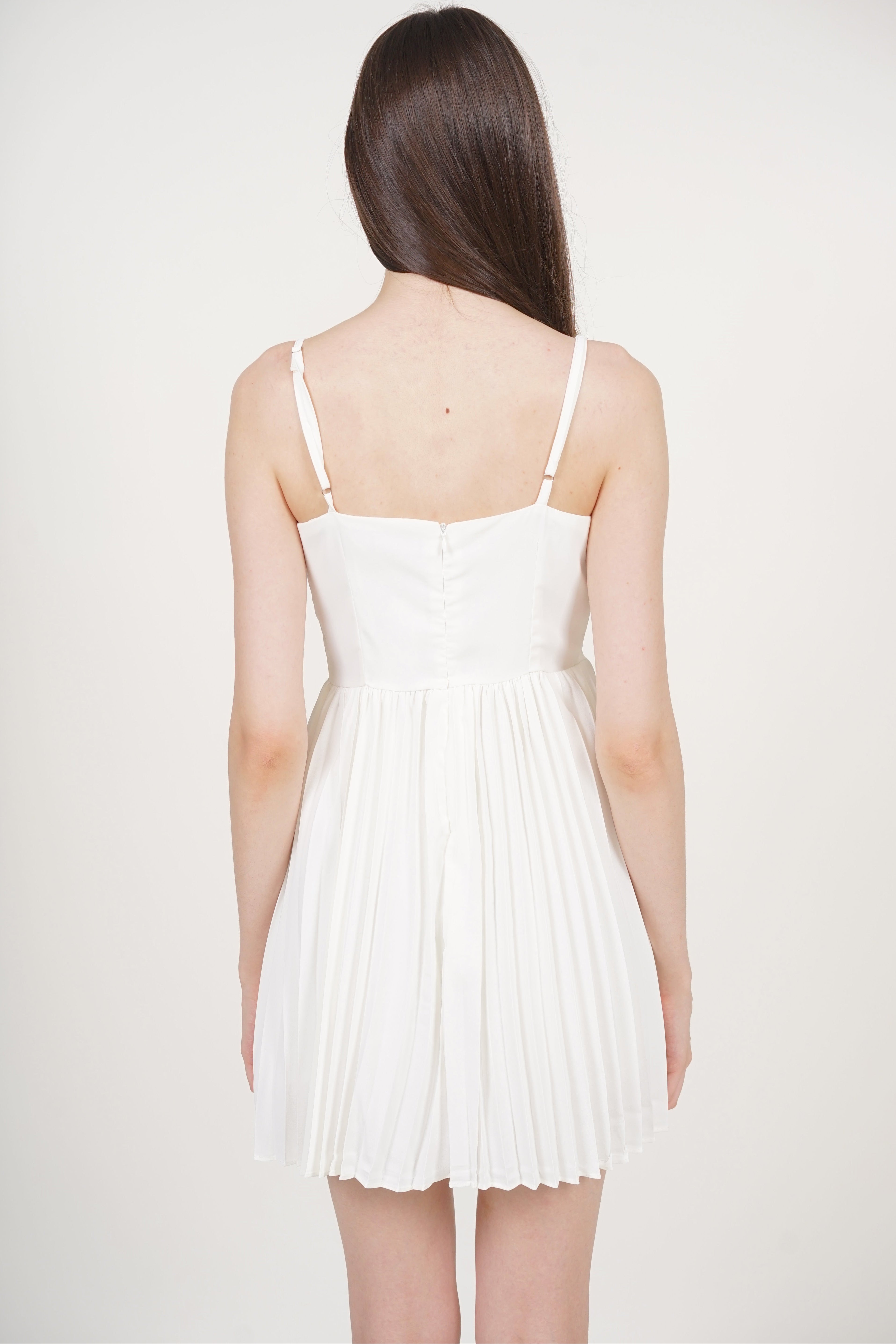 Cami Lace Pleated Romper in White