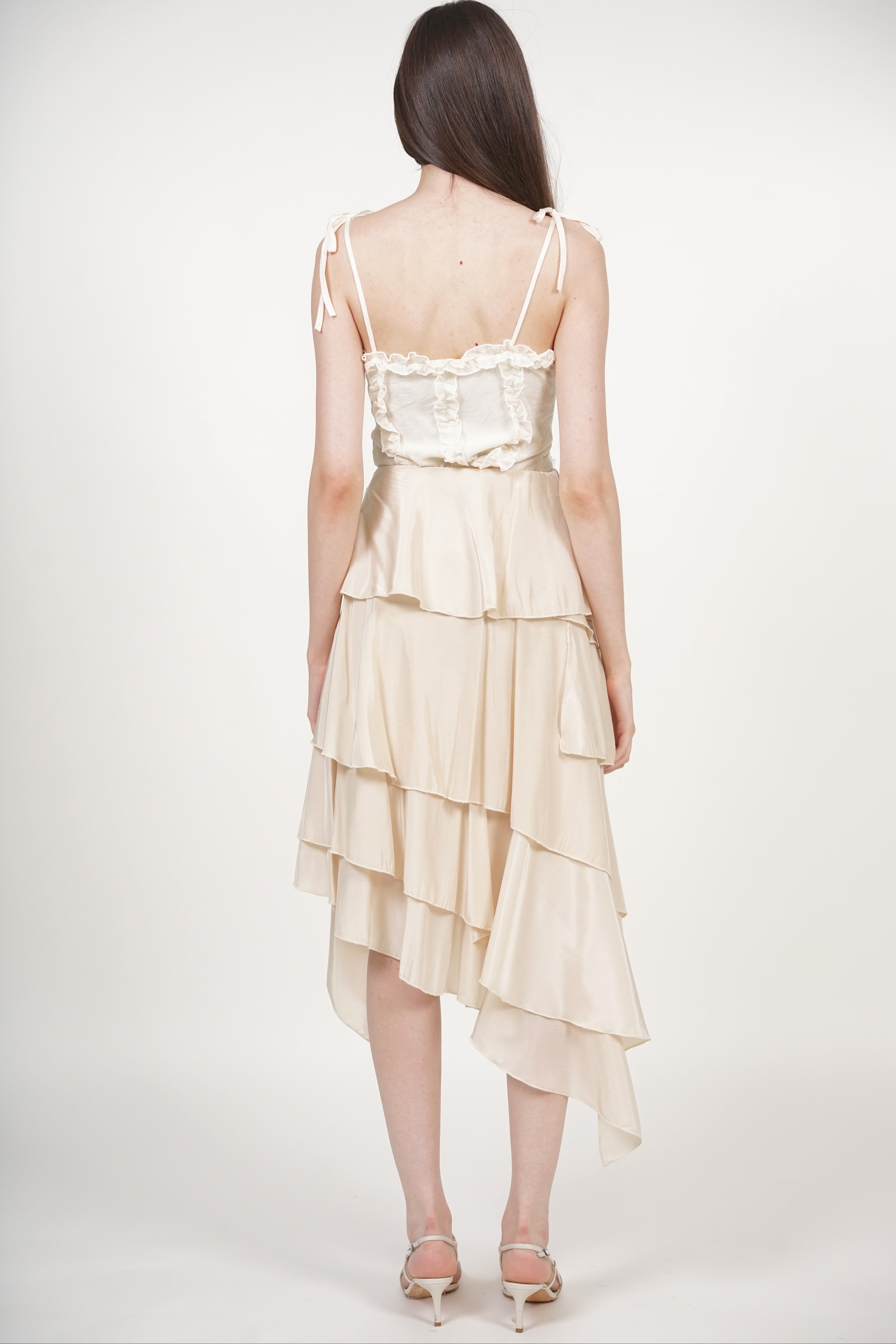 Asymmetrical Tiered Skirt in Nude