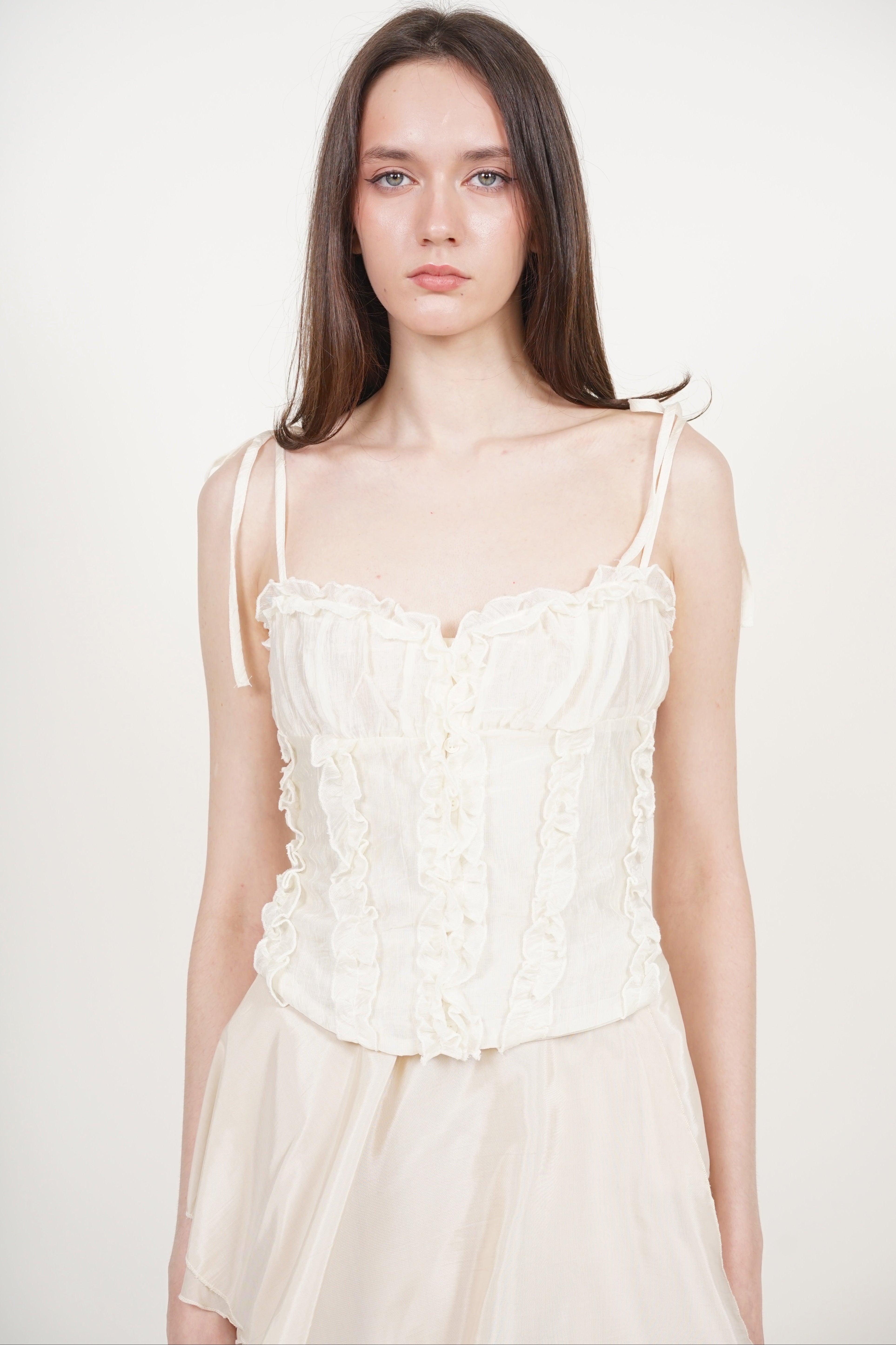 Cami Ruffle Top in Cream