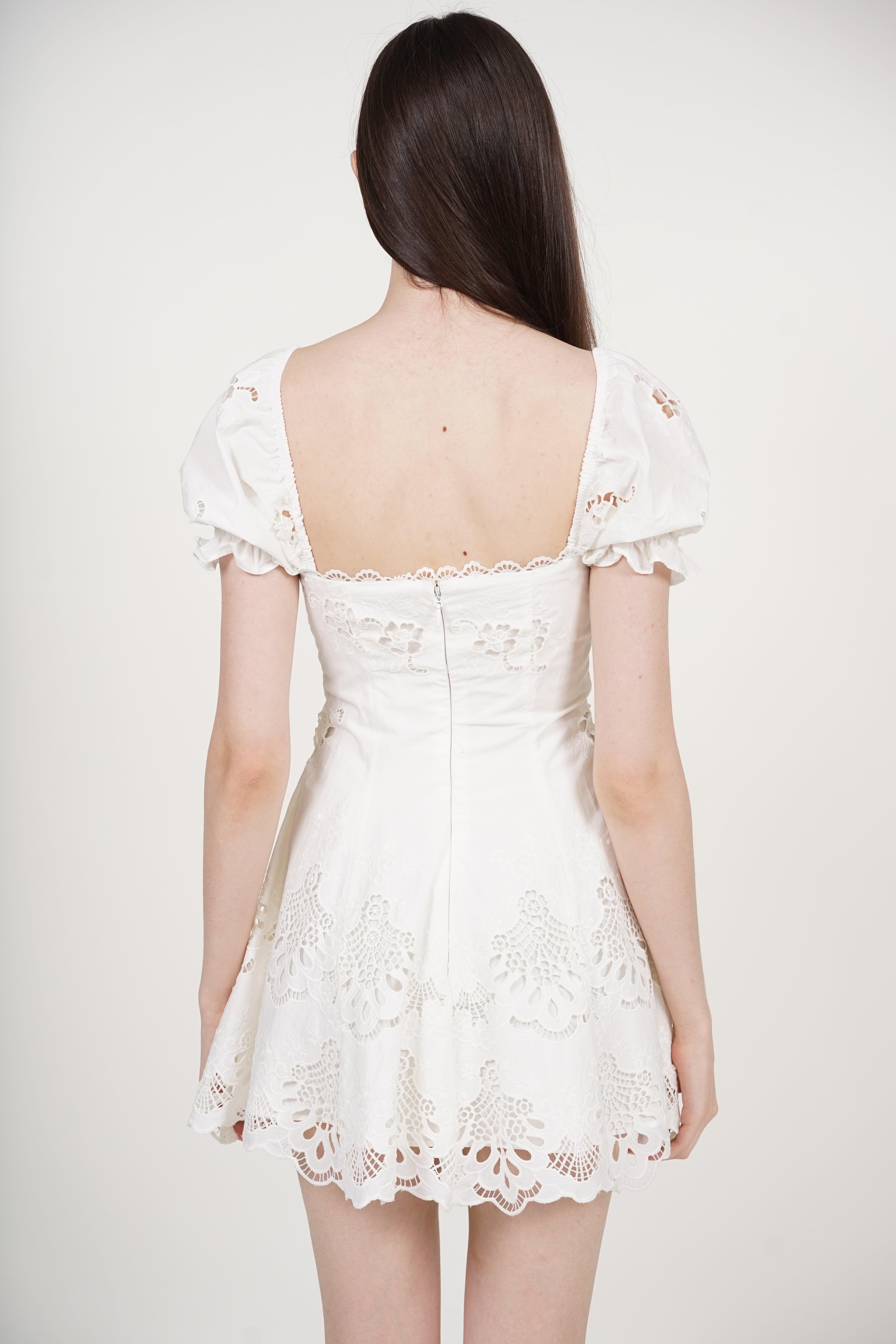 COMING SOON - Puff Sleeve Mini Dress in White broderie Anglaise