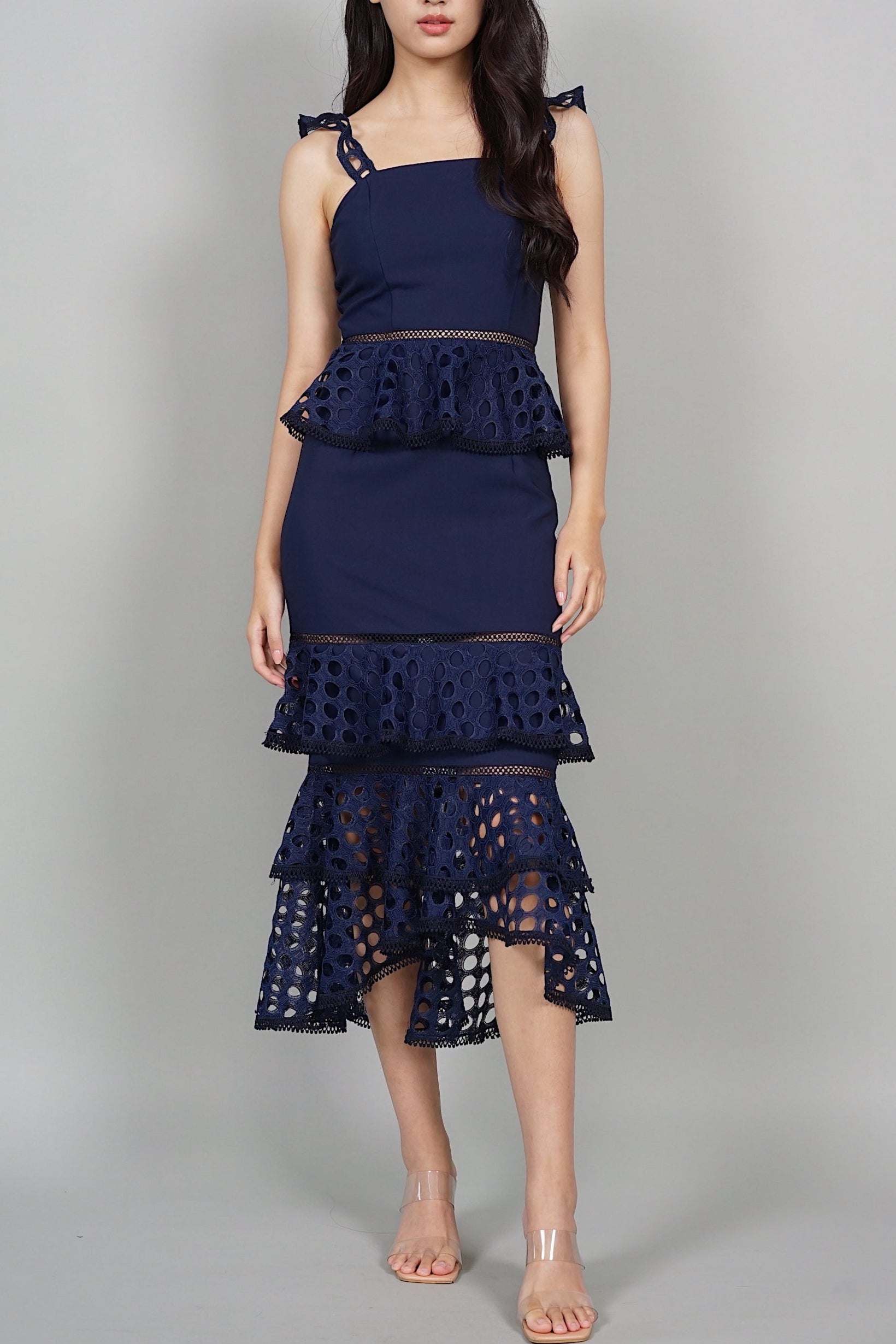 Jovene Tiered Dress in Midnight