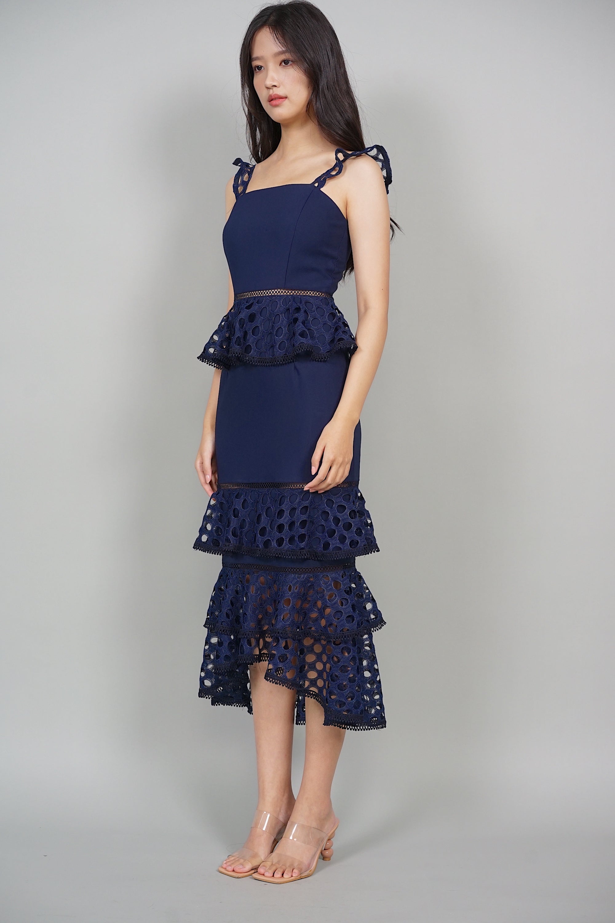 Jovene Tiered Dress in Midnight