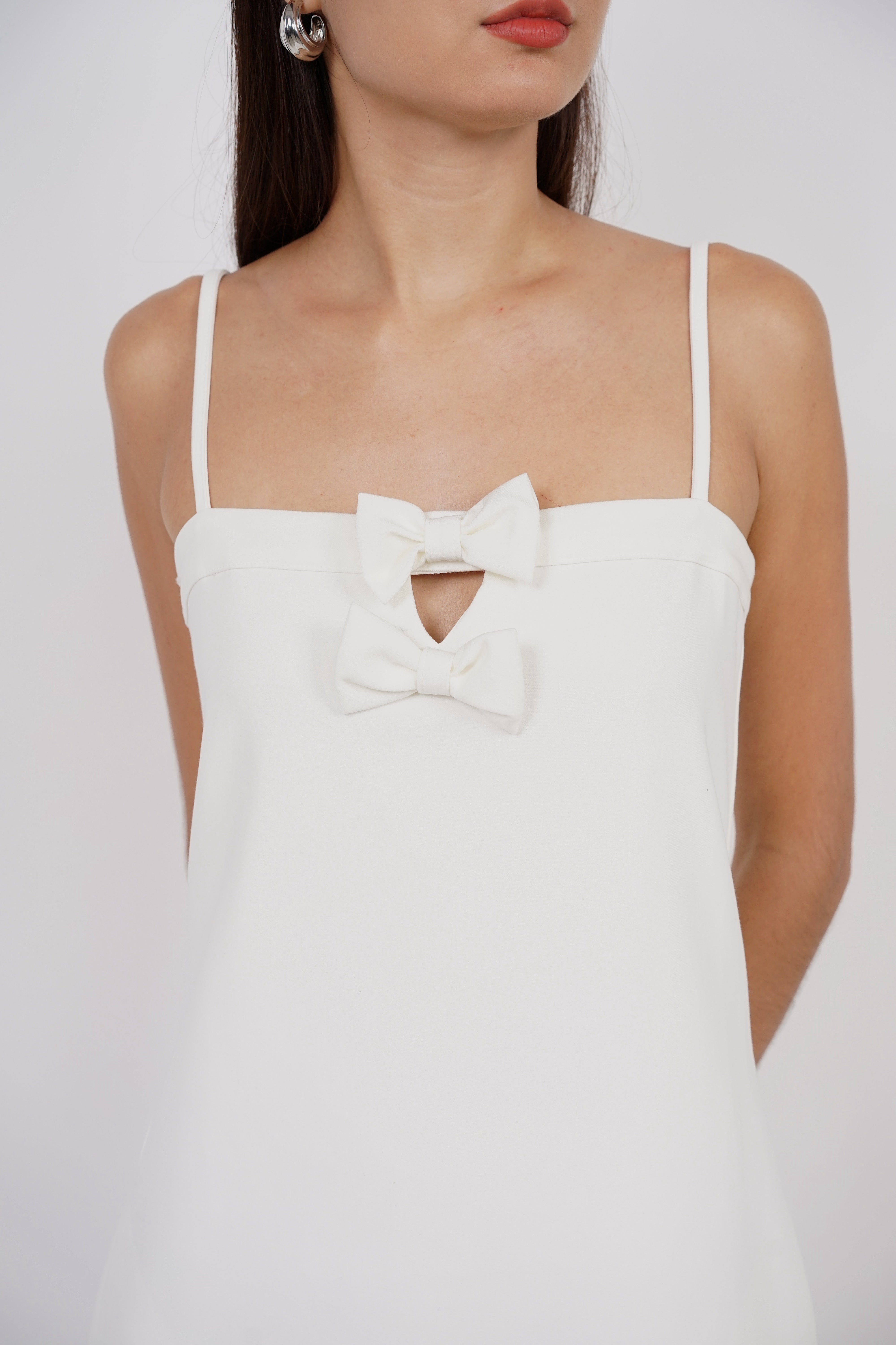 Bow Up Mini Dress in White