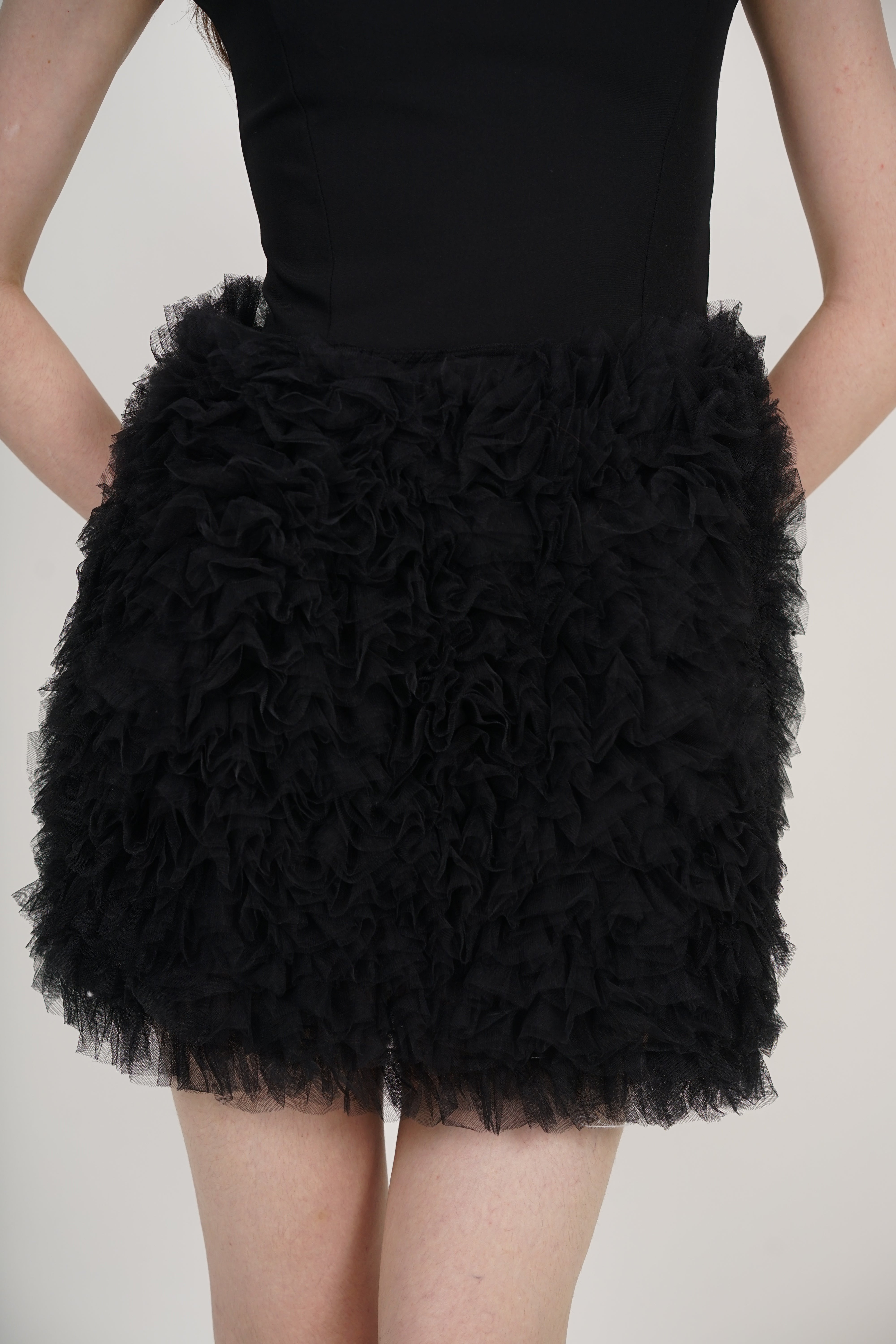 A-Line Mesh Tutu Dress in Black