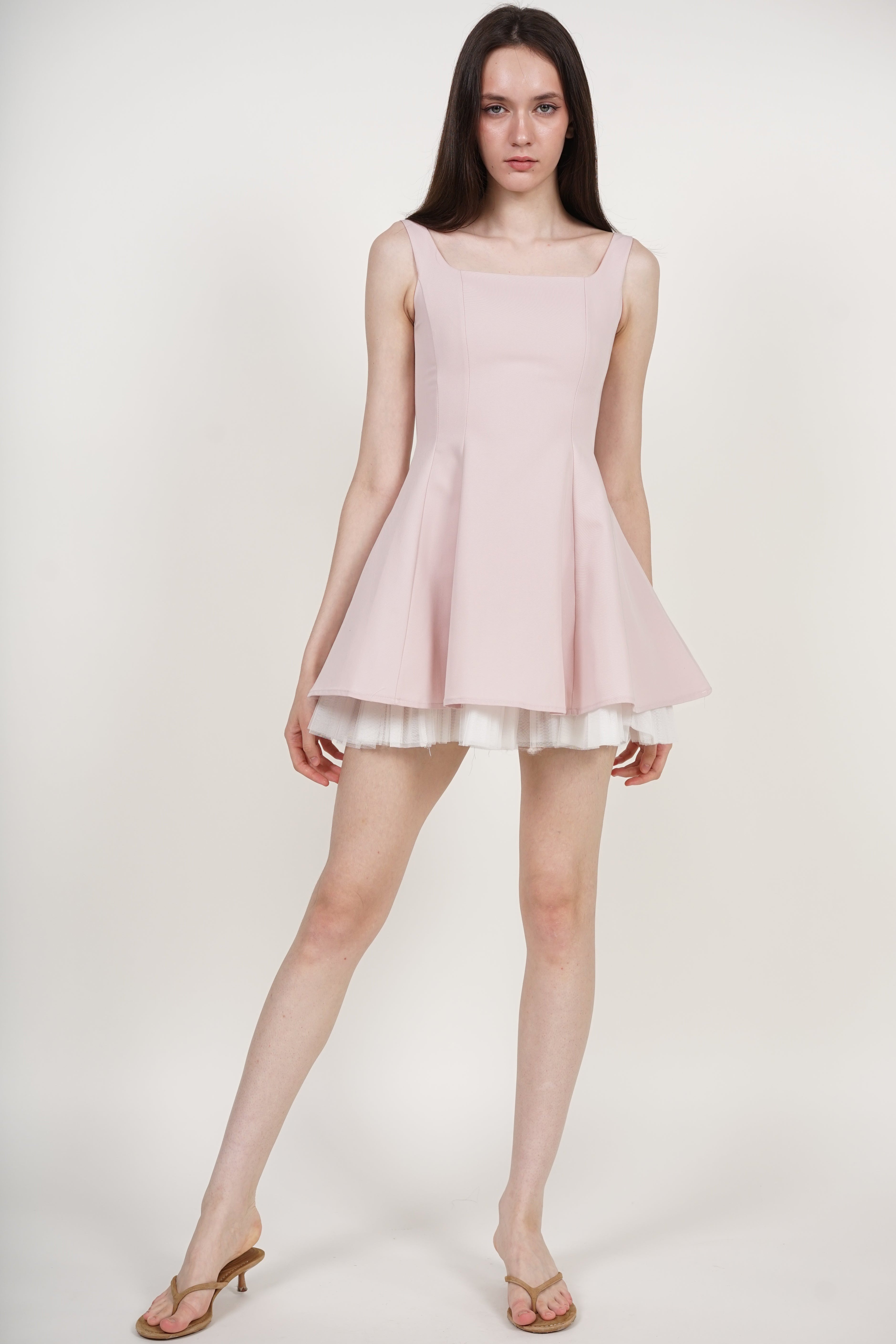 Sleeveless Contrast Mini Dress in Pink