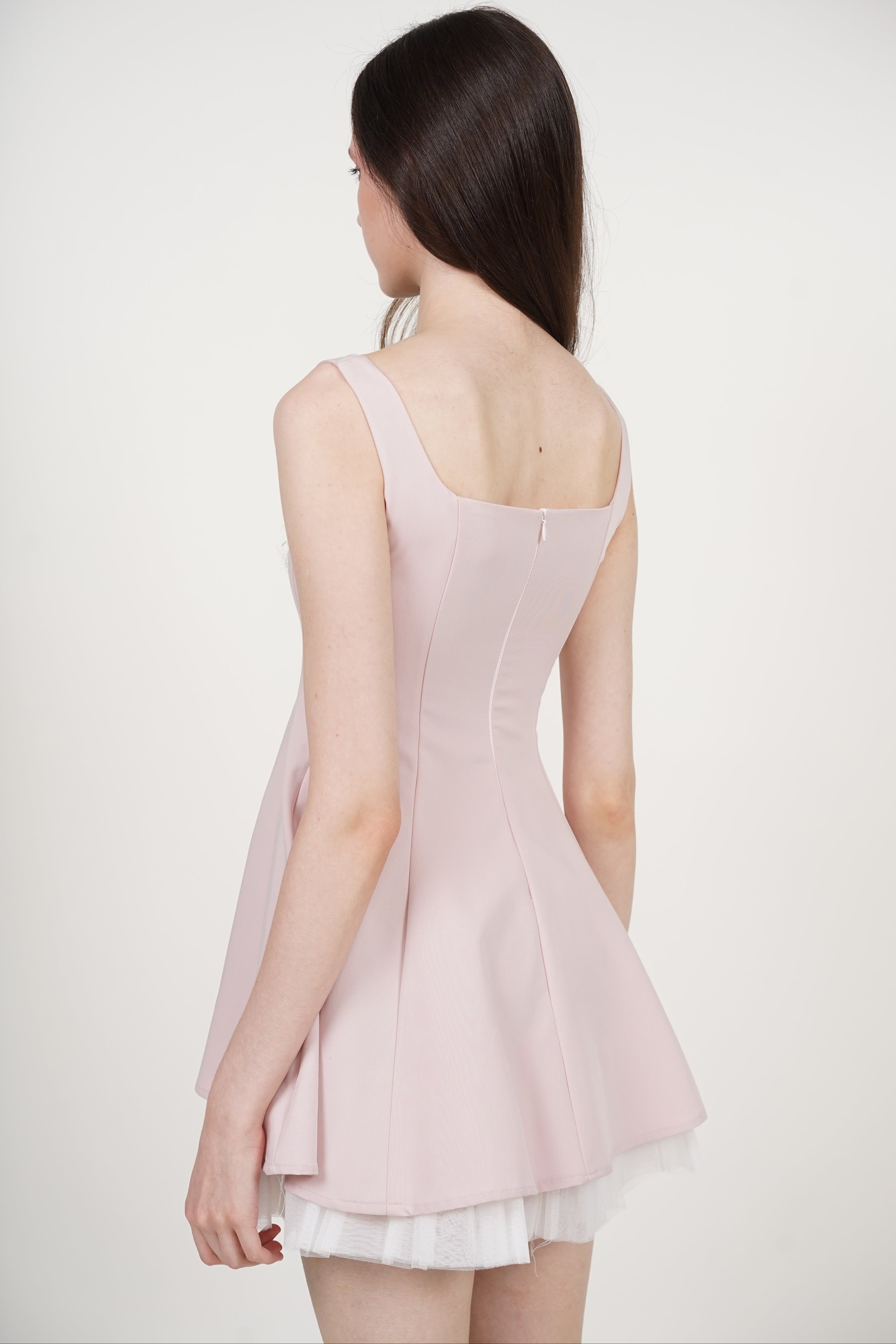 Sleeveless Contrast Mini Dress in Pink