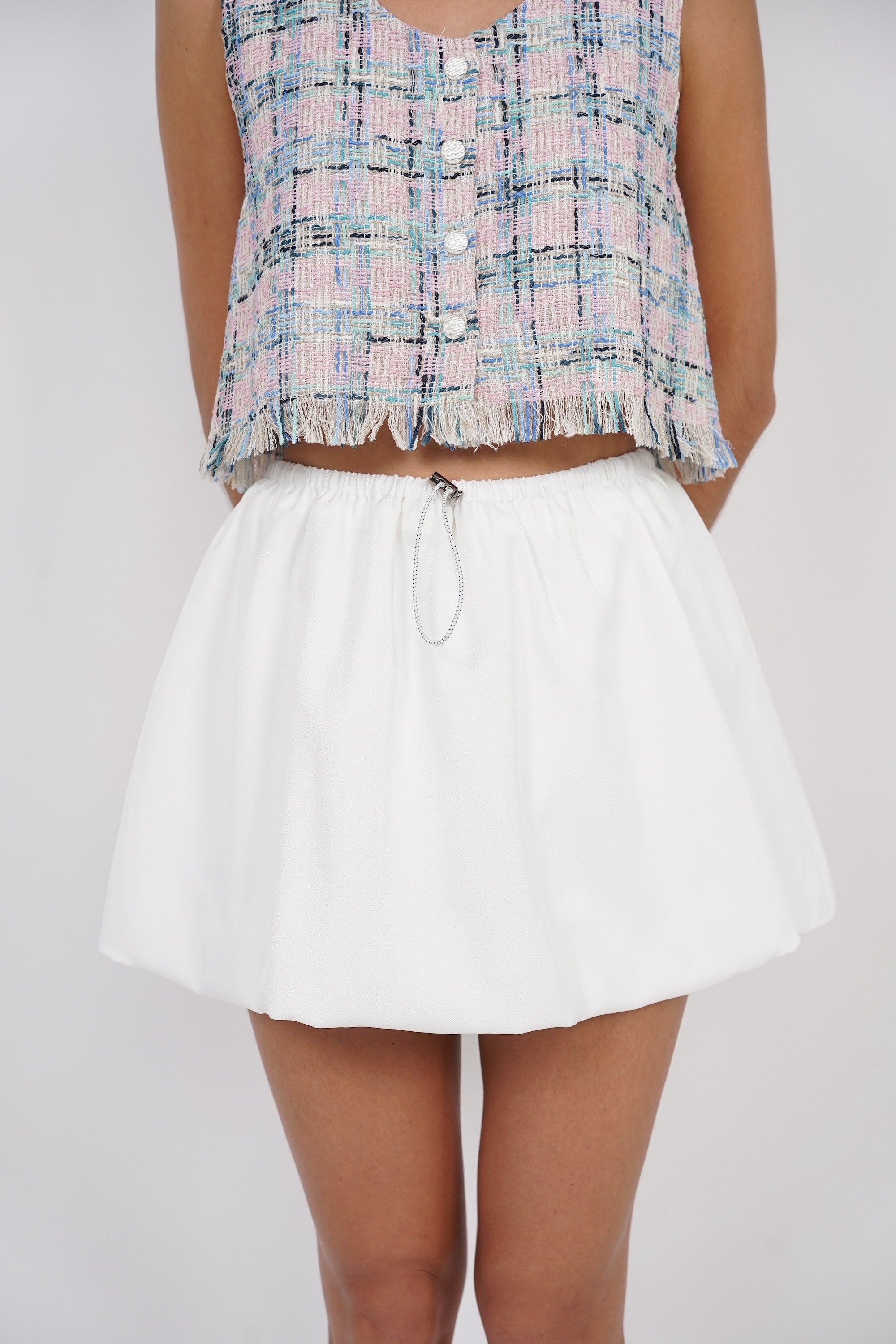 Bubble Hem Skorts in White