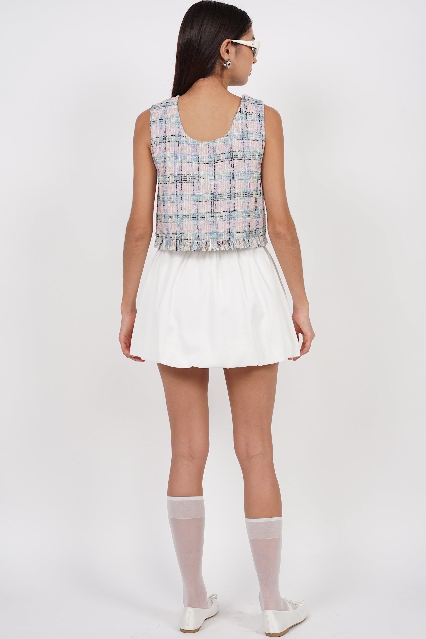 Bubble Hem Skorts in White