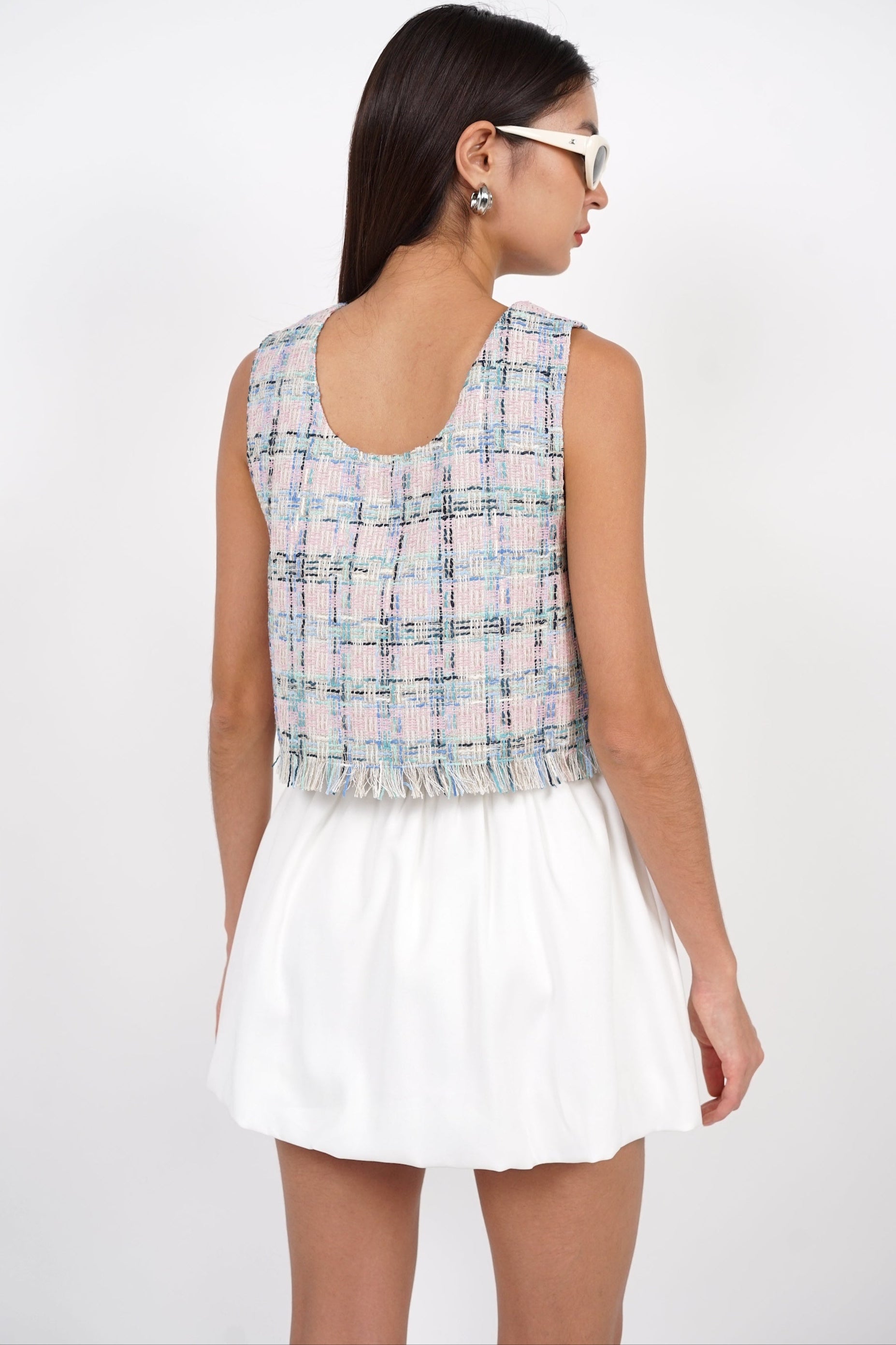 Bubble Hem Skorts in White