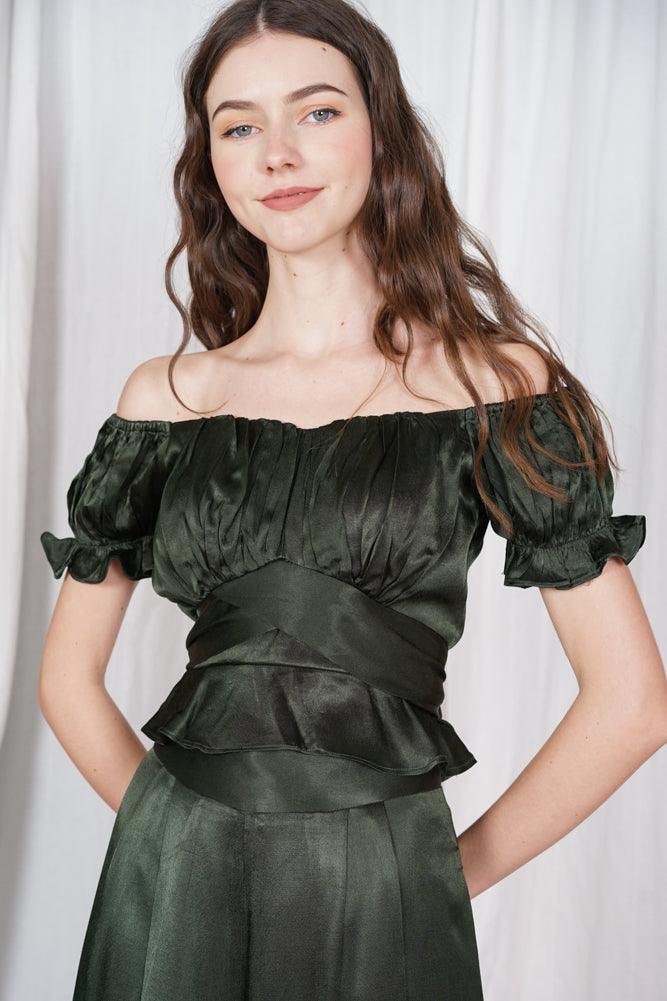 Jorin Puffy Top in Forest Green