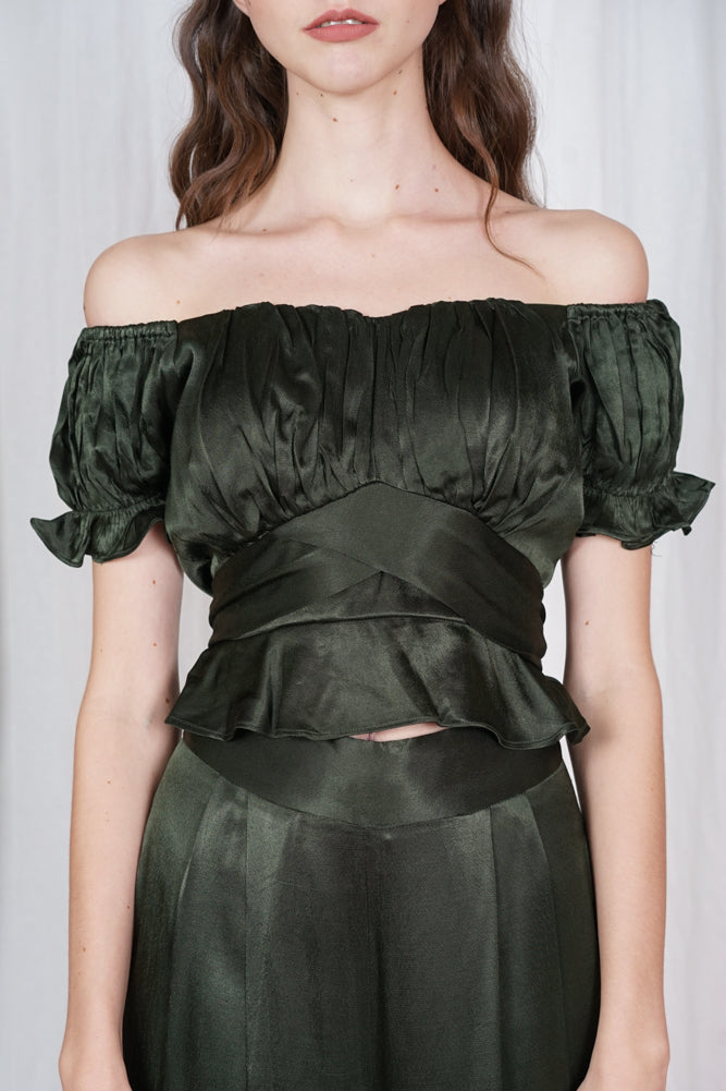 Jorin Puffy Top in Forest Green