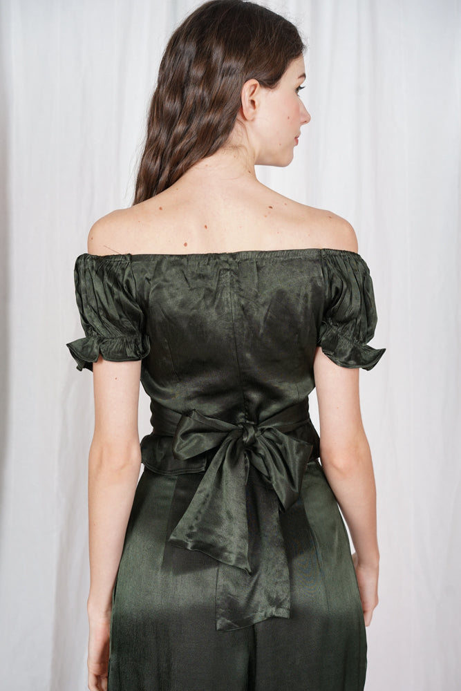 Jorin Puffy Top in Forest Green