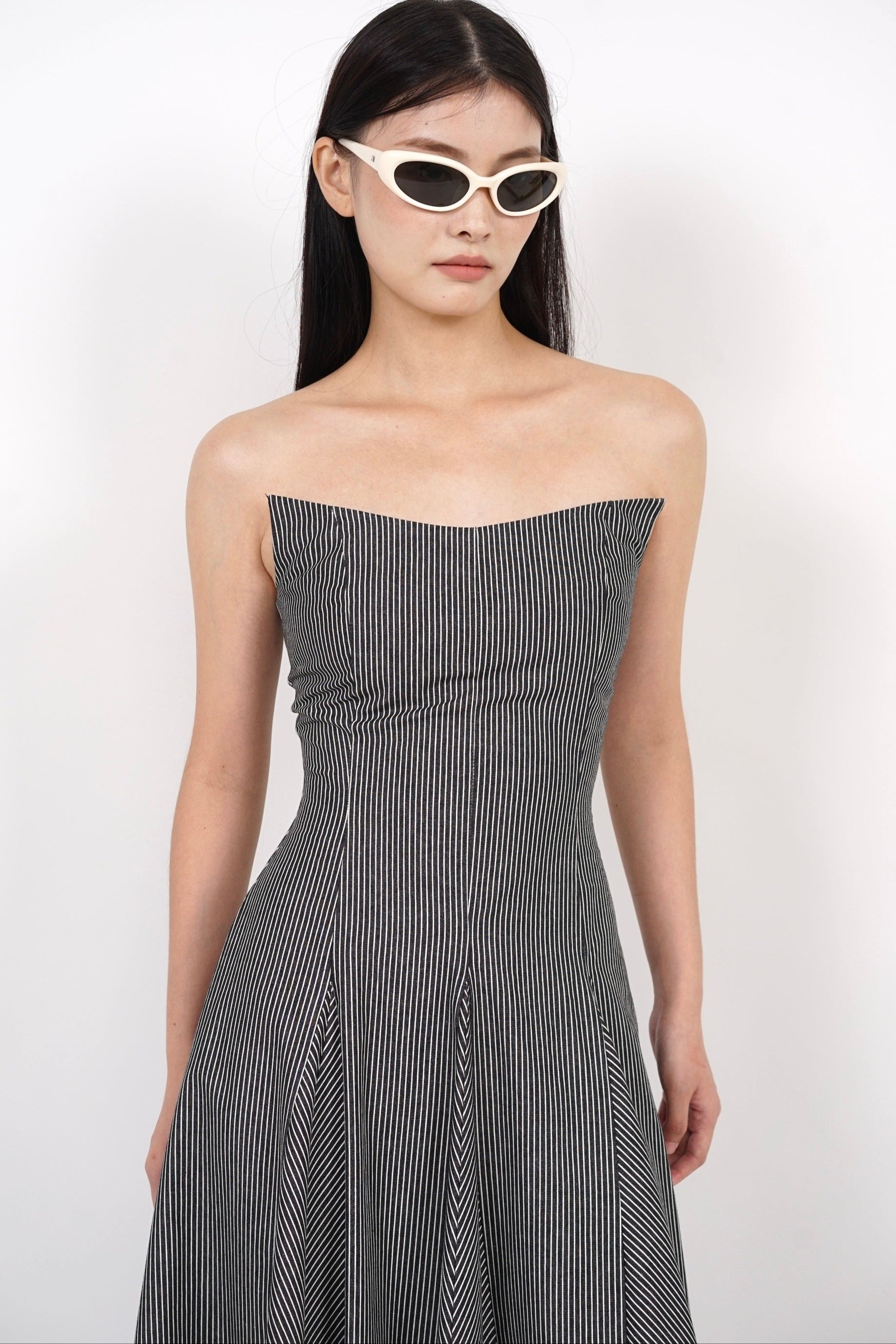 Giana Tube Dress in Black Stripes