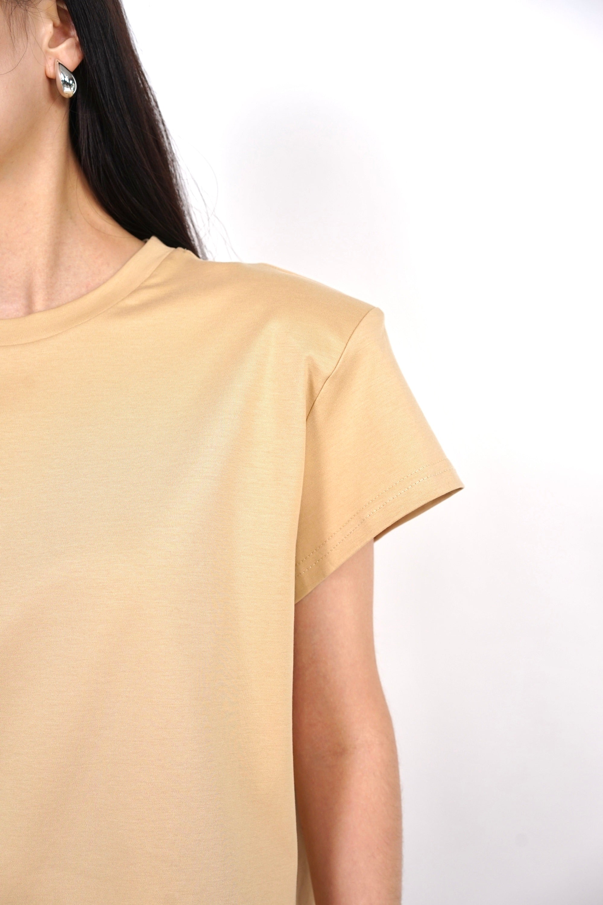 Padded Short Sleeve Shirt in Beige