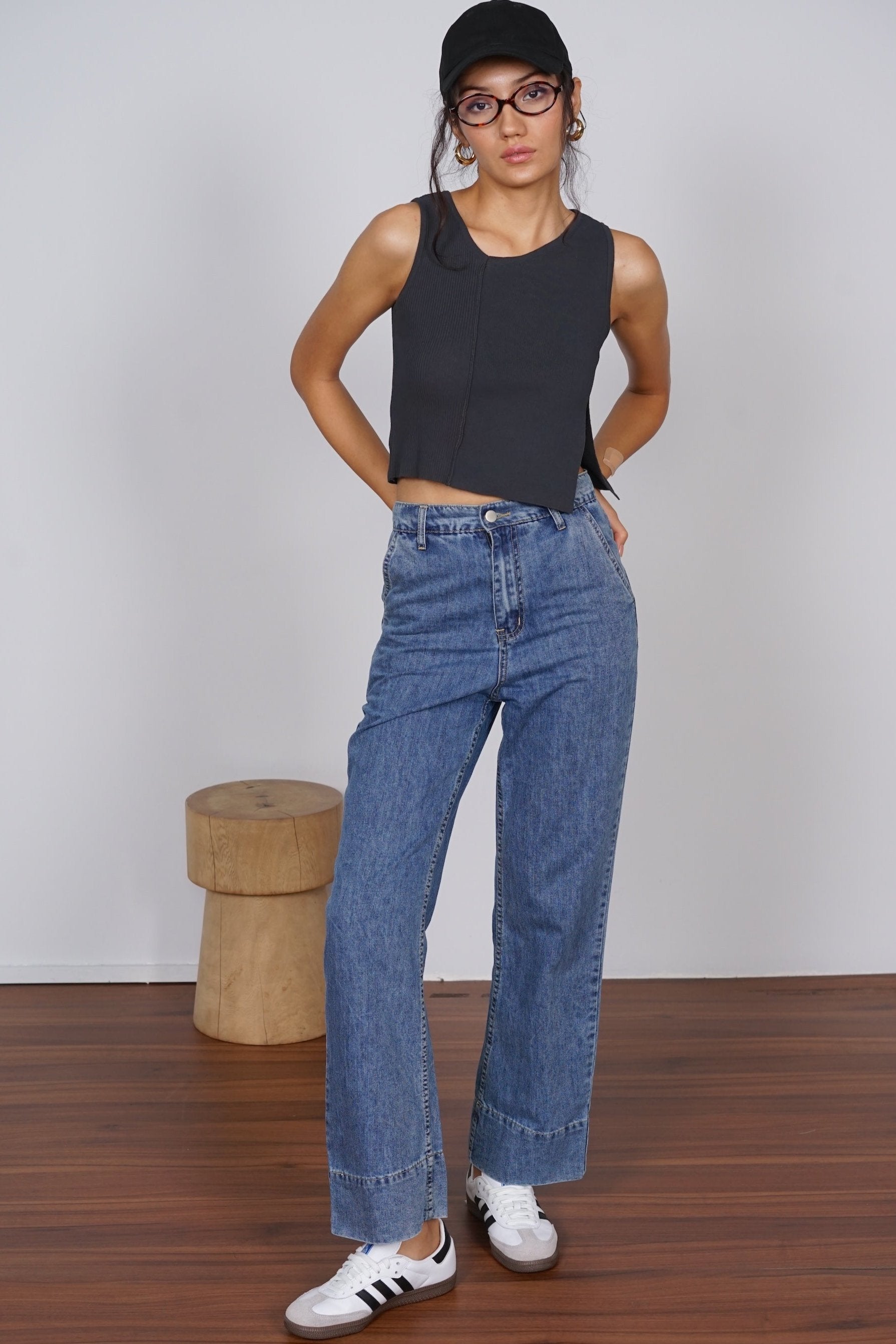 Side Slit Knit Top in Charcoal Grey