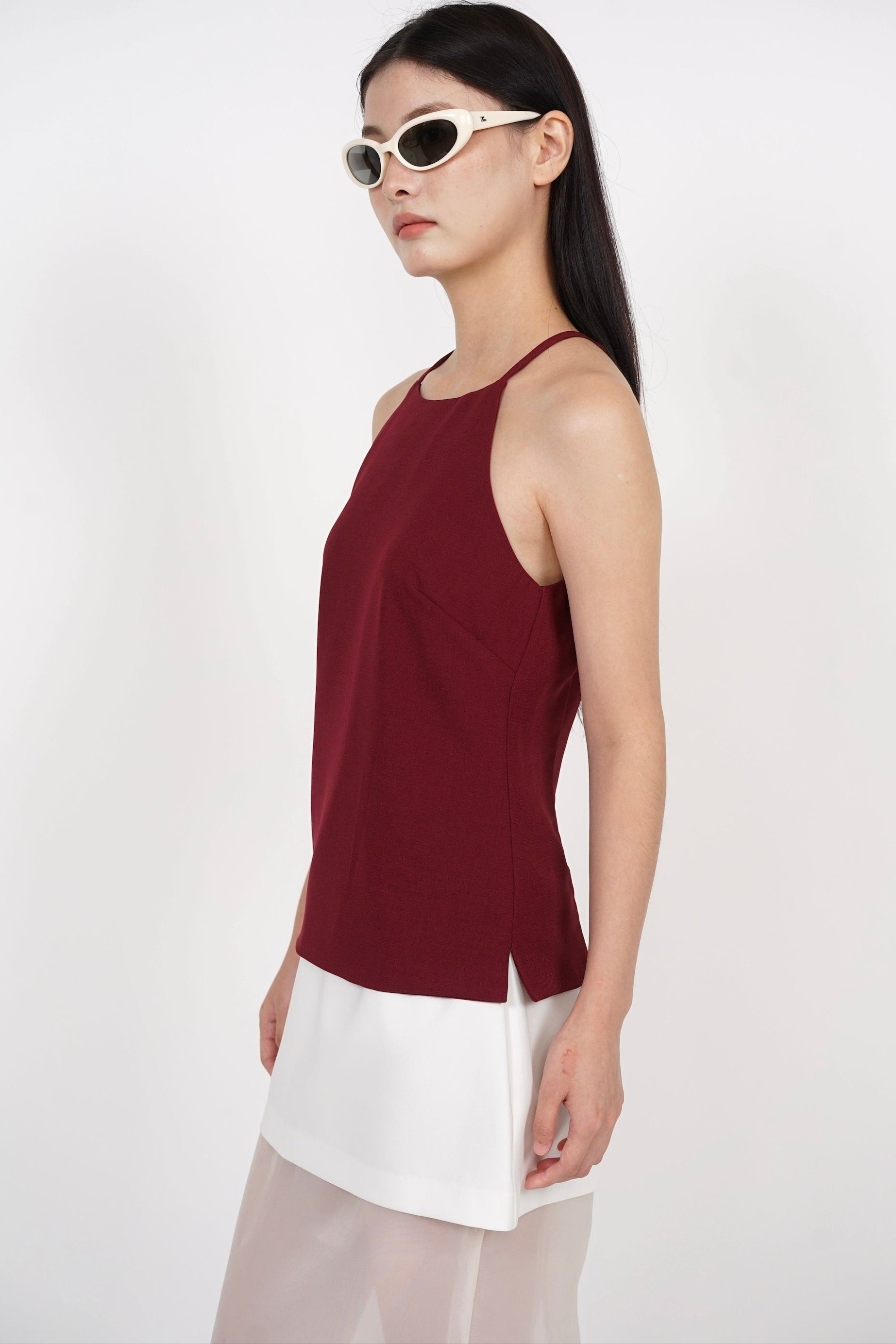 Halter neck top in Burgundy