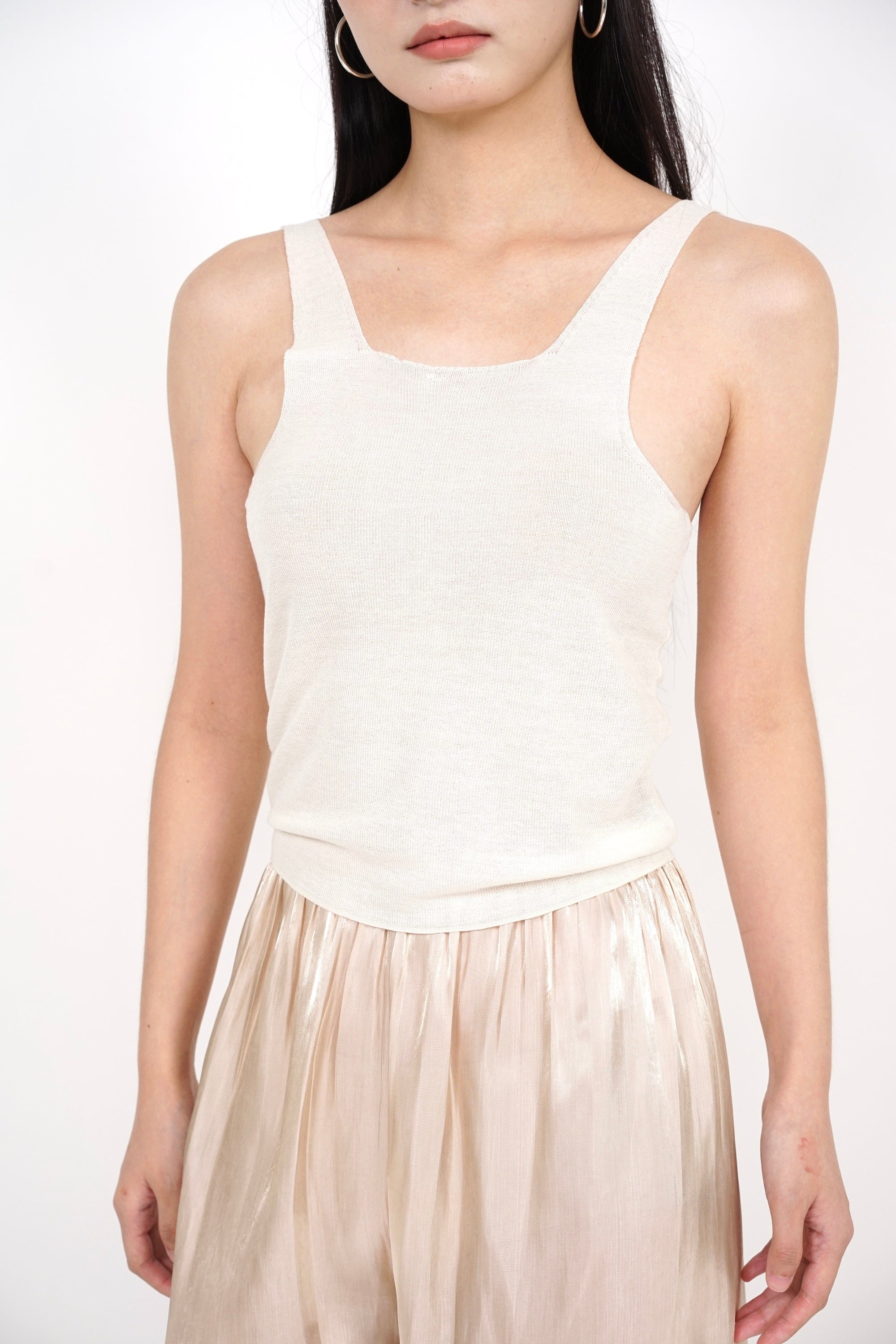 Singlet Knit Top in White