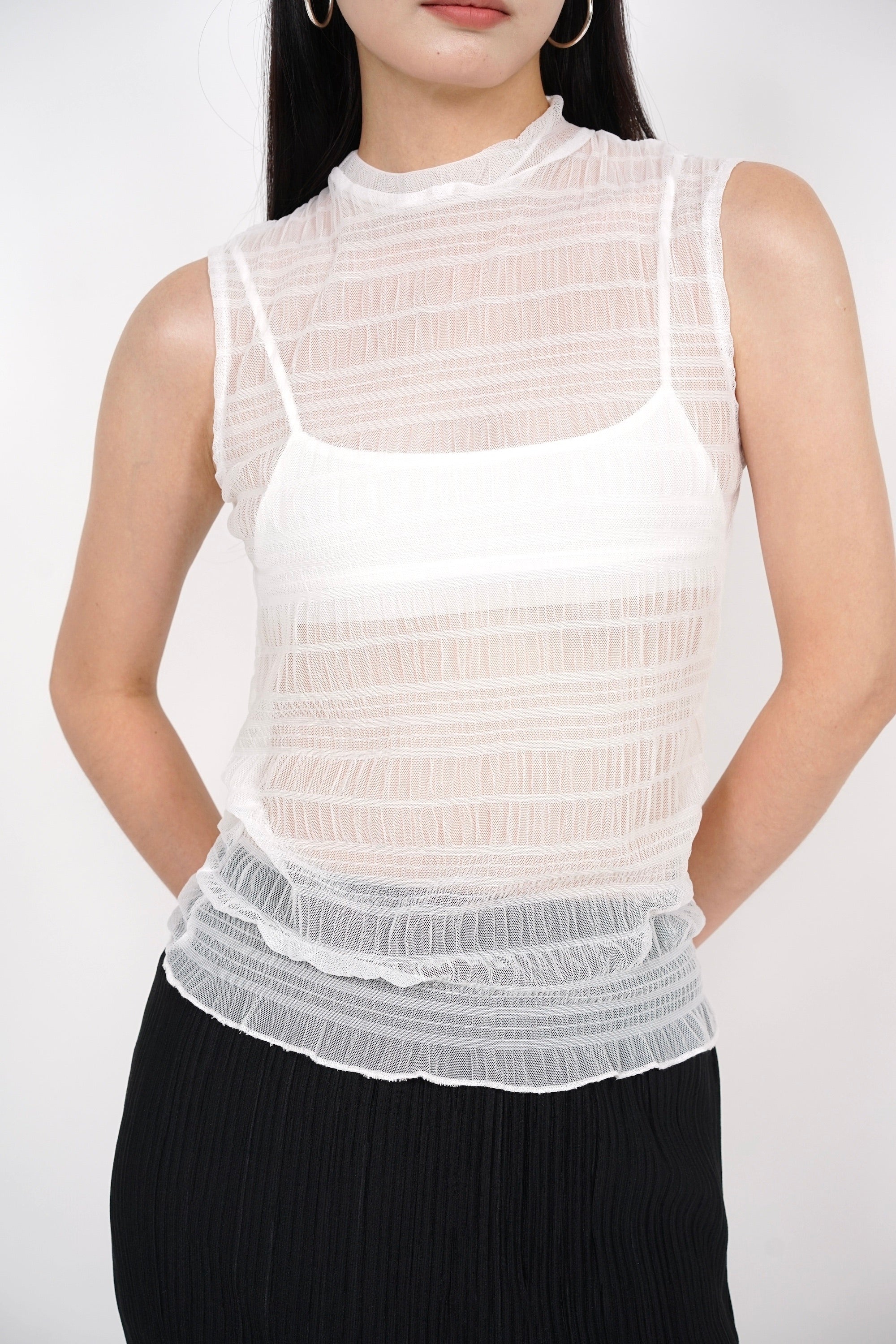 Textured Sheer Top in White