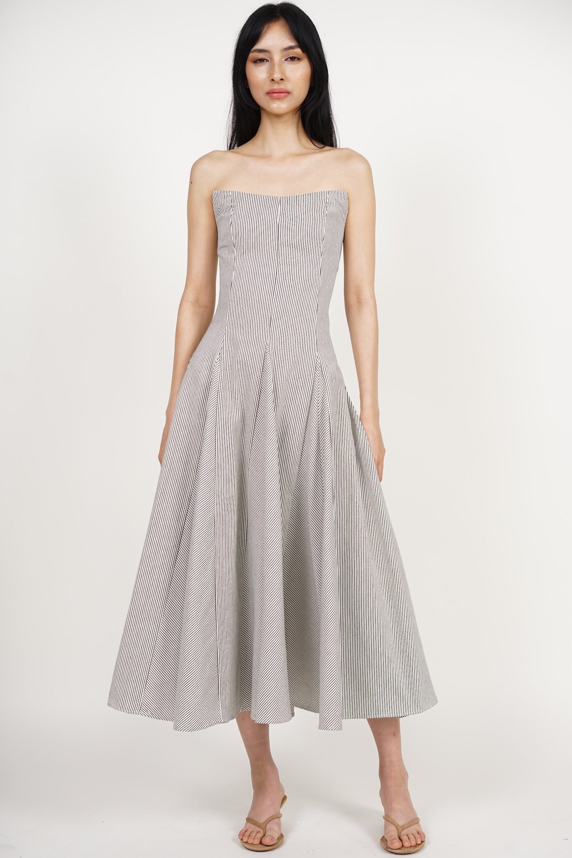 Giana Tube Dress in Cream Stripes