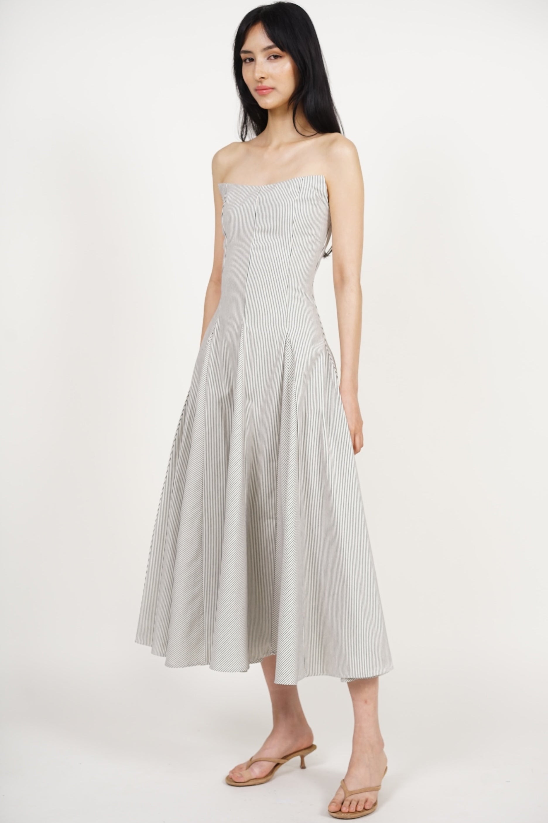 Giana Tube Dress in Cream Stripes