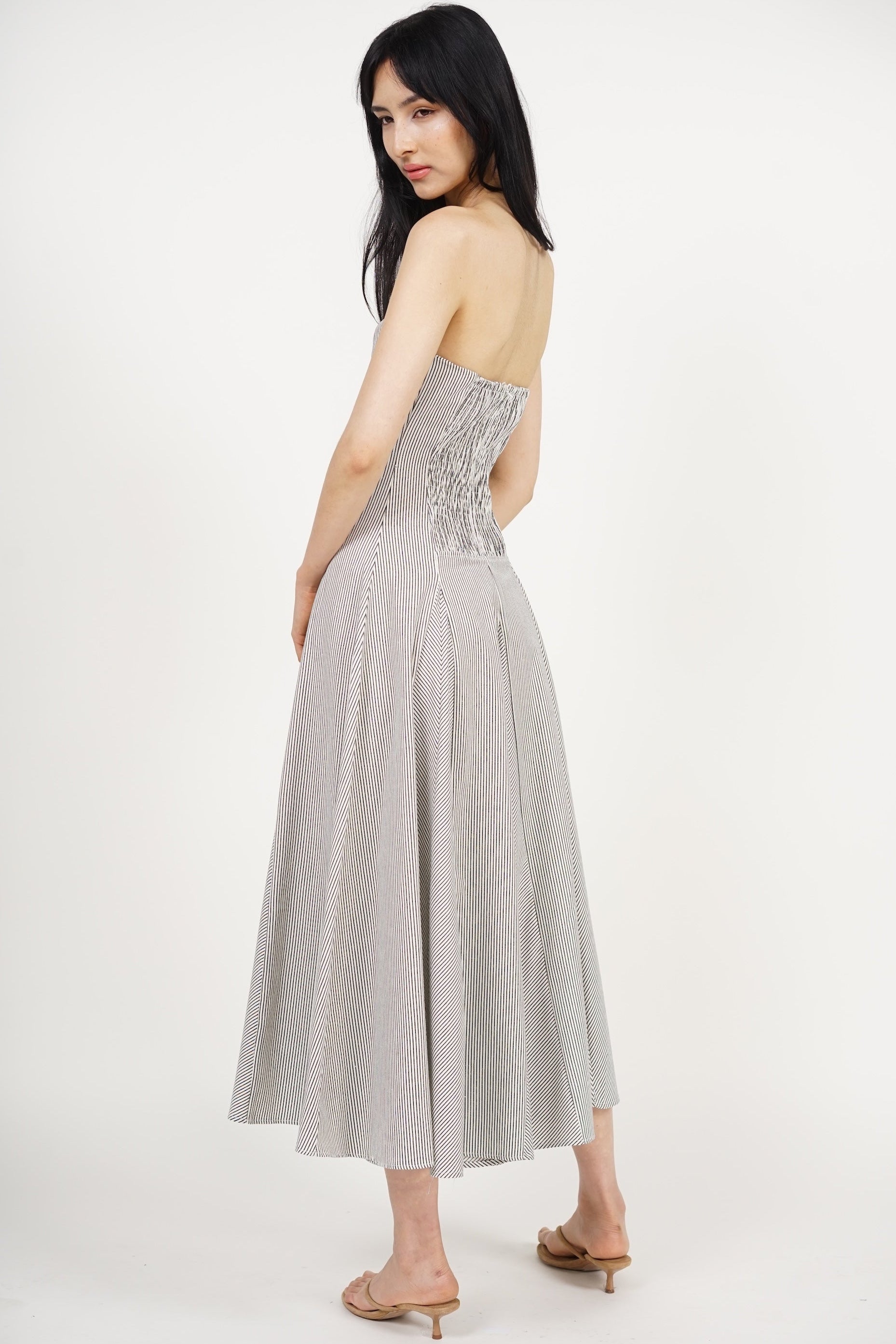 Giana Tube Dress in Cream Stripes