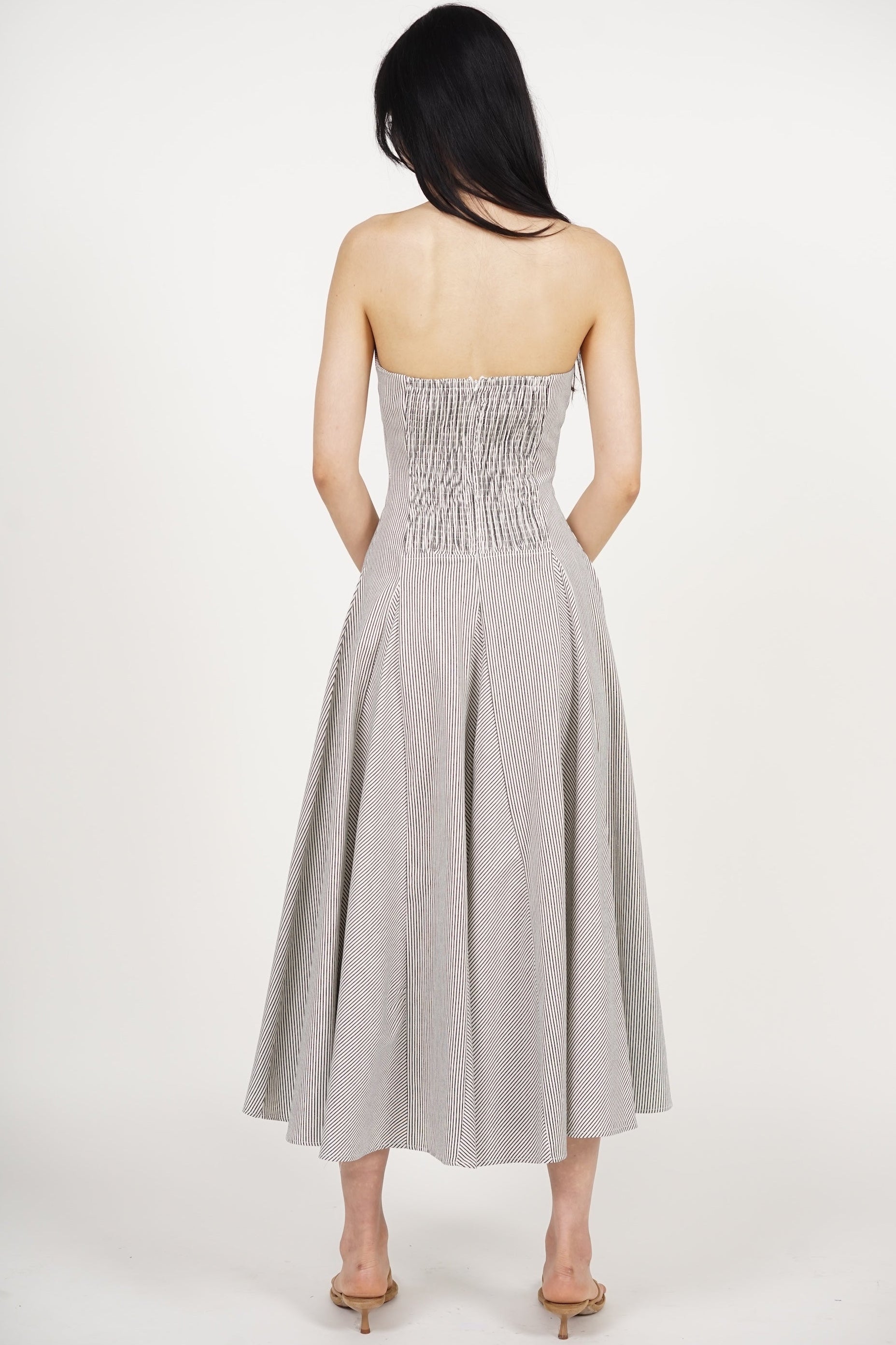 Giana Tube Dress in Cream Stripes