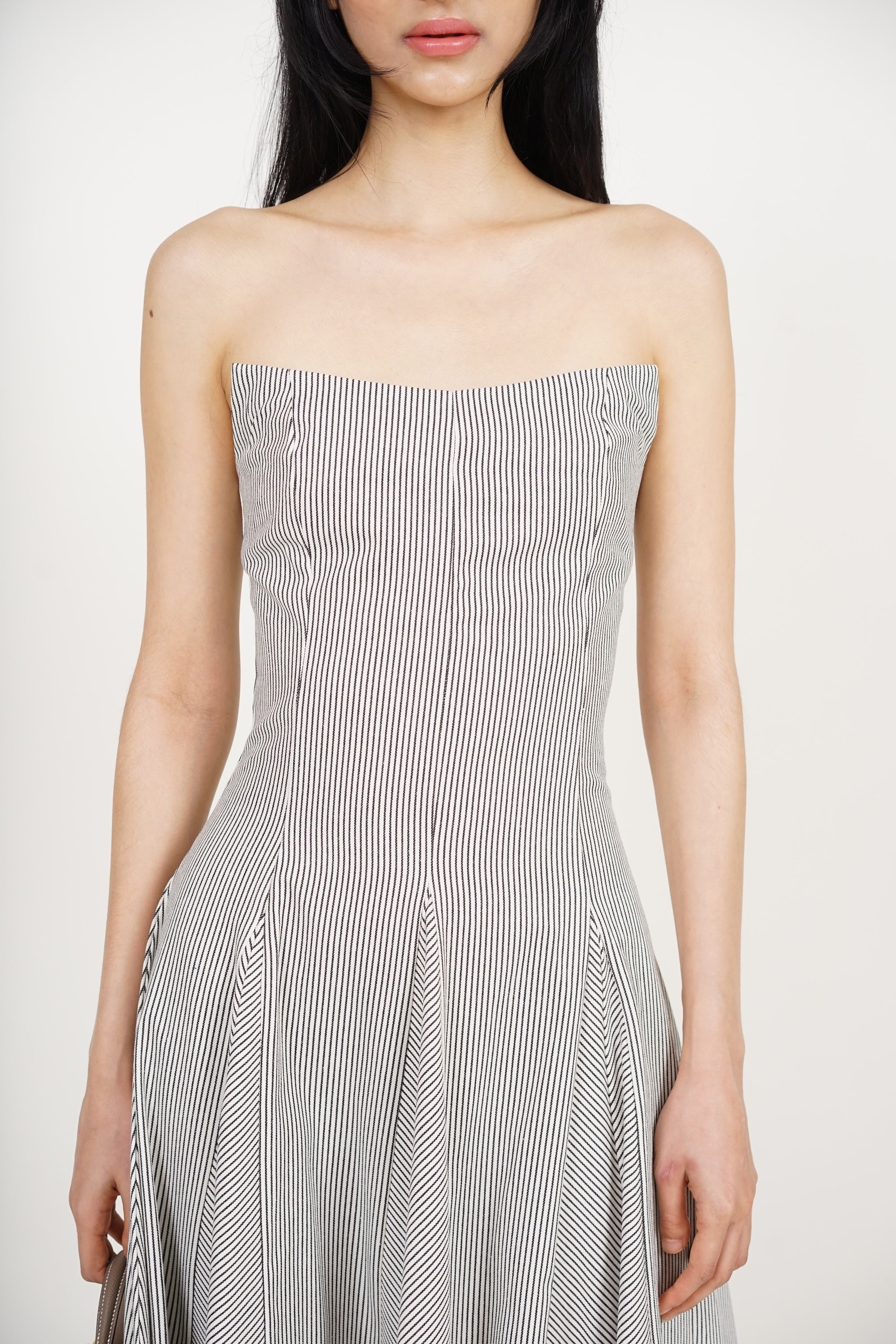 Giana Tube Dress in Cream Stripes